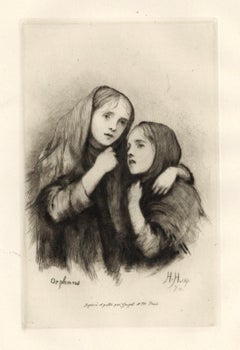 Antique "Orphans" original etching