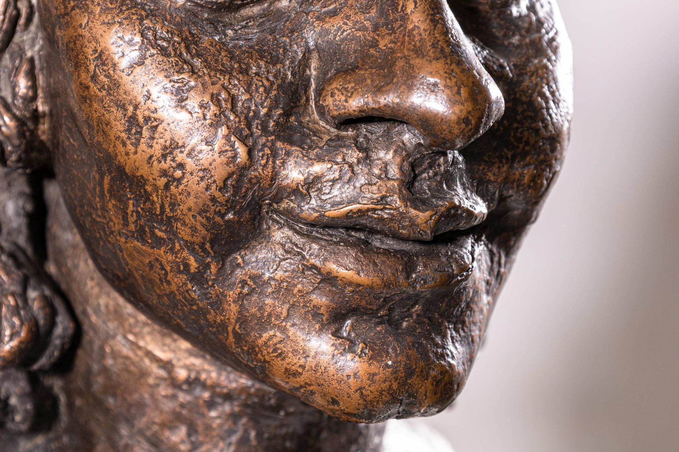 Sir Jacob Epstein Modern British Art Bronze w Brown Patina Life Size Bust For Sale 3