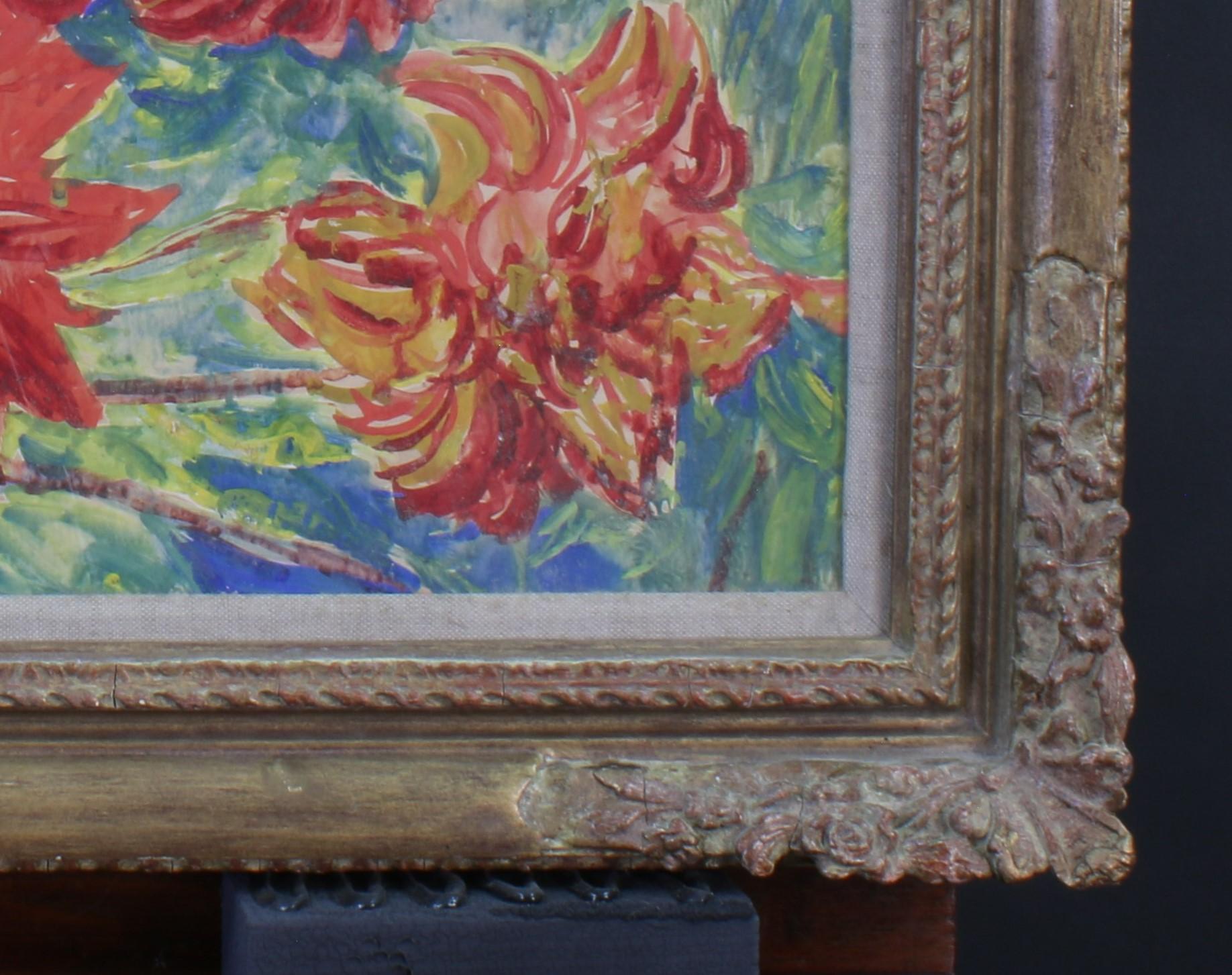 Jacob Epstein a réalisé un certain nombre d'aquarelles de fleurs au cours des années 1930 jusqu'à l'épidémie de 1939. Cette image particulière est très bien équilibrée et est l'une des meilleures présentées dans des couleurs vives avec une signature