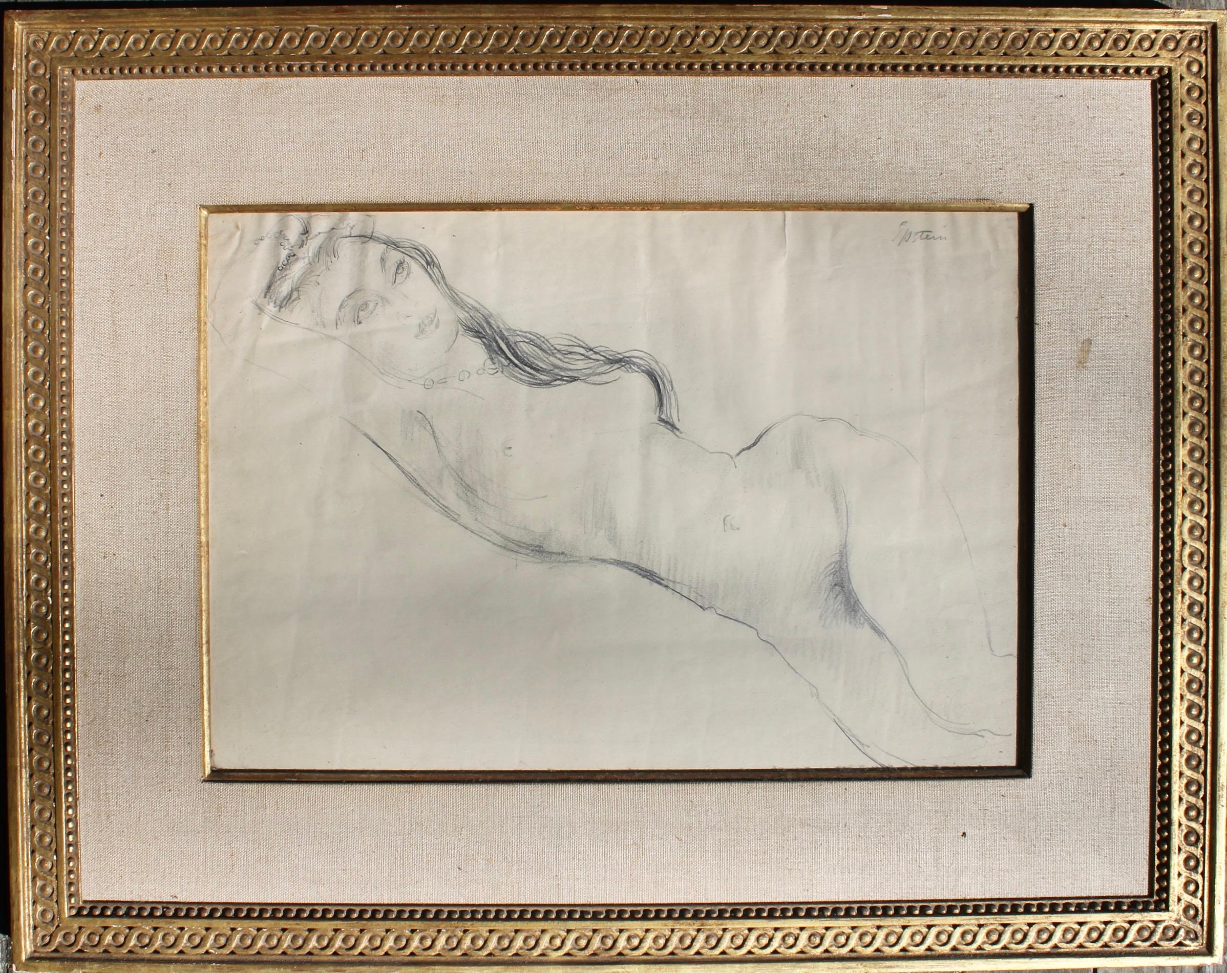 Modern Sir Jacob Epstein 'Reclining Nude' Pencil Drawing For Sale