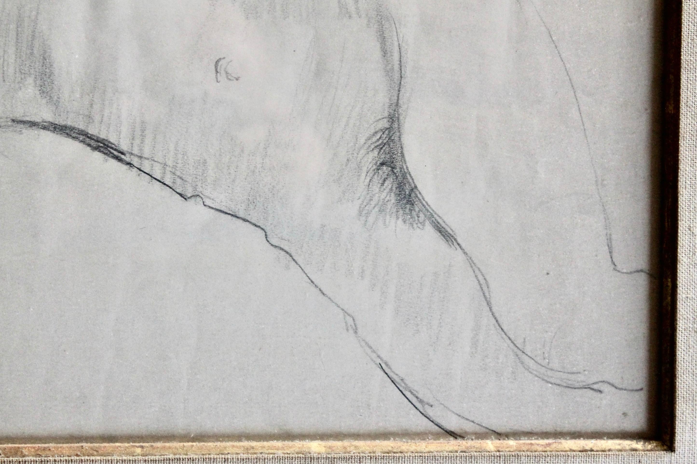 Peint à la main Dessin au crayon « Reclining Nude » de Sir Jacob Epstein en vente