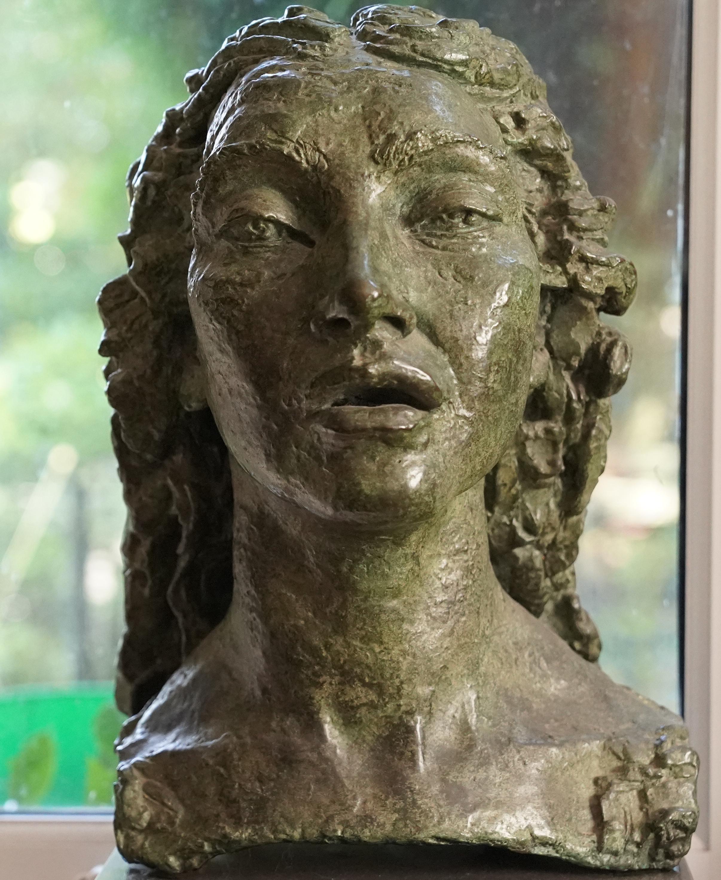 Second Portrait of Kathleen 1922 - British head shoulders  bronze sculpture - Sculpture by Sir Jacob Epstein