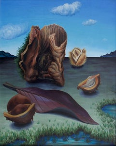 Sir John Selby Bigge, Surrealist composition with leaf, stump and chestnut