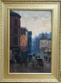 Paysage victorien de la ville de Nottingham 1887 - peinture à l'huile britannique du 19e siècle