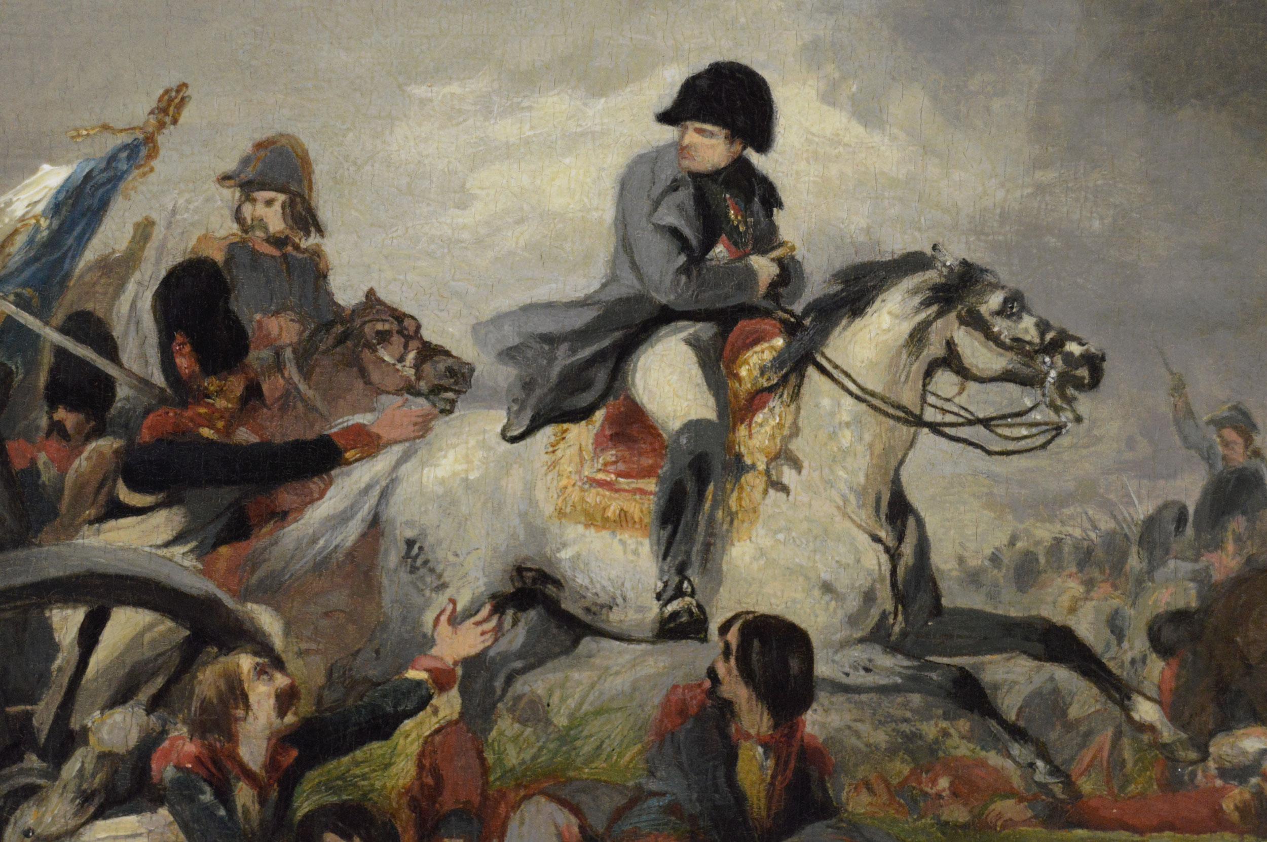 19th Century military oil painting of Napoleon’s retreat from Waterloolo - Brown Figurative Painting by Sir John Gilbert 
