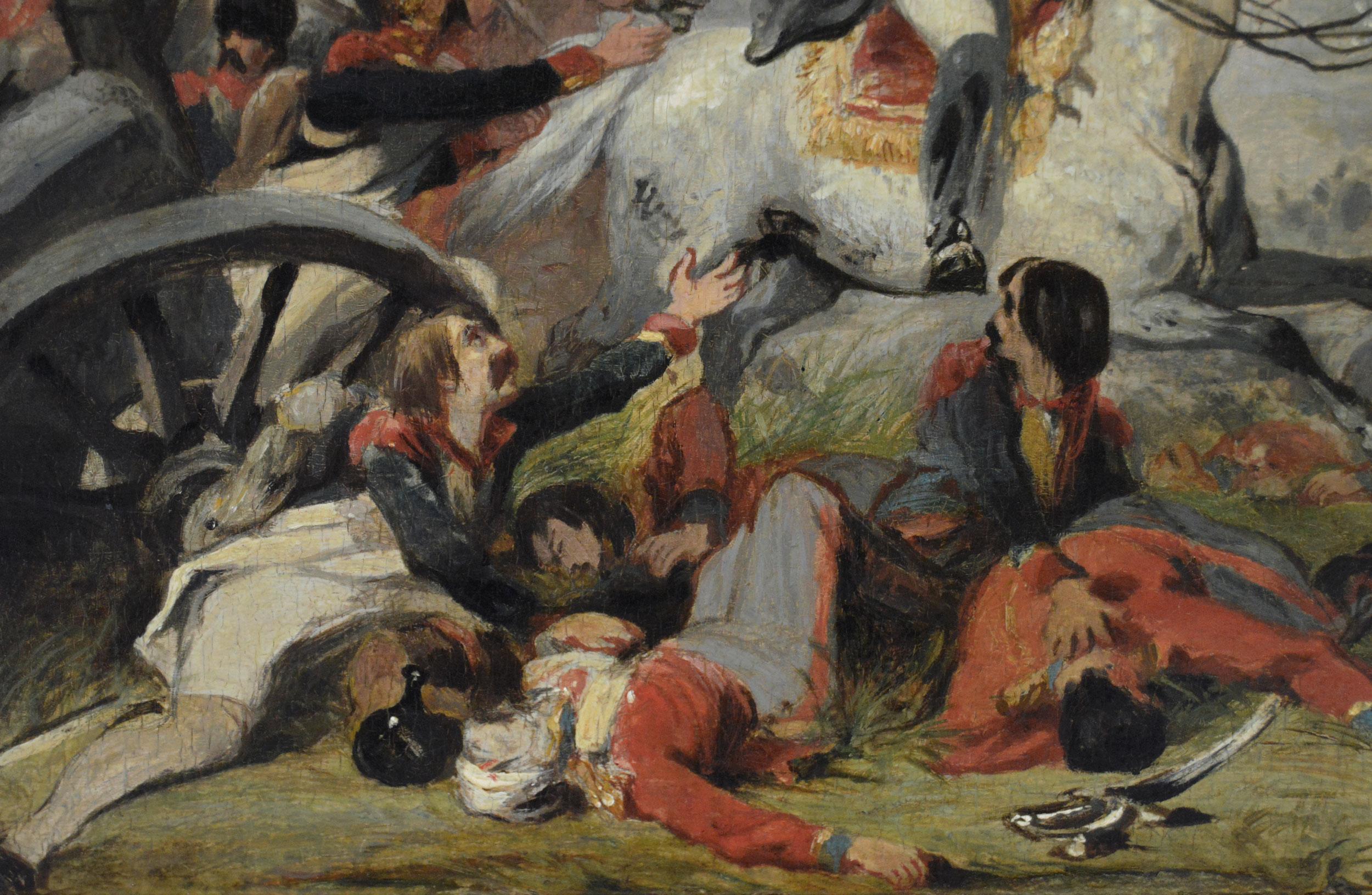 Sir John Gilbert RA
British, (1817-1897)
The Flight of Napoleon
Oil on panel
Image size: 11.25 inches x 15.5 inches 
Size including frame: 16.5 inches x 20.75 inches
Provenance: Mr Henry Brock Hollinshead of Hollinshead Hall, Preston; Mr James Cross