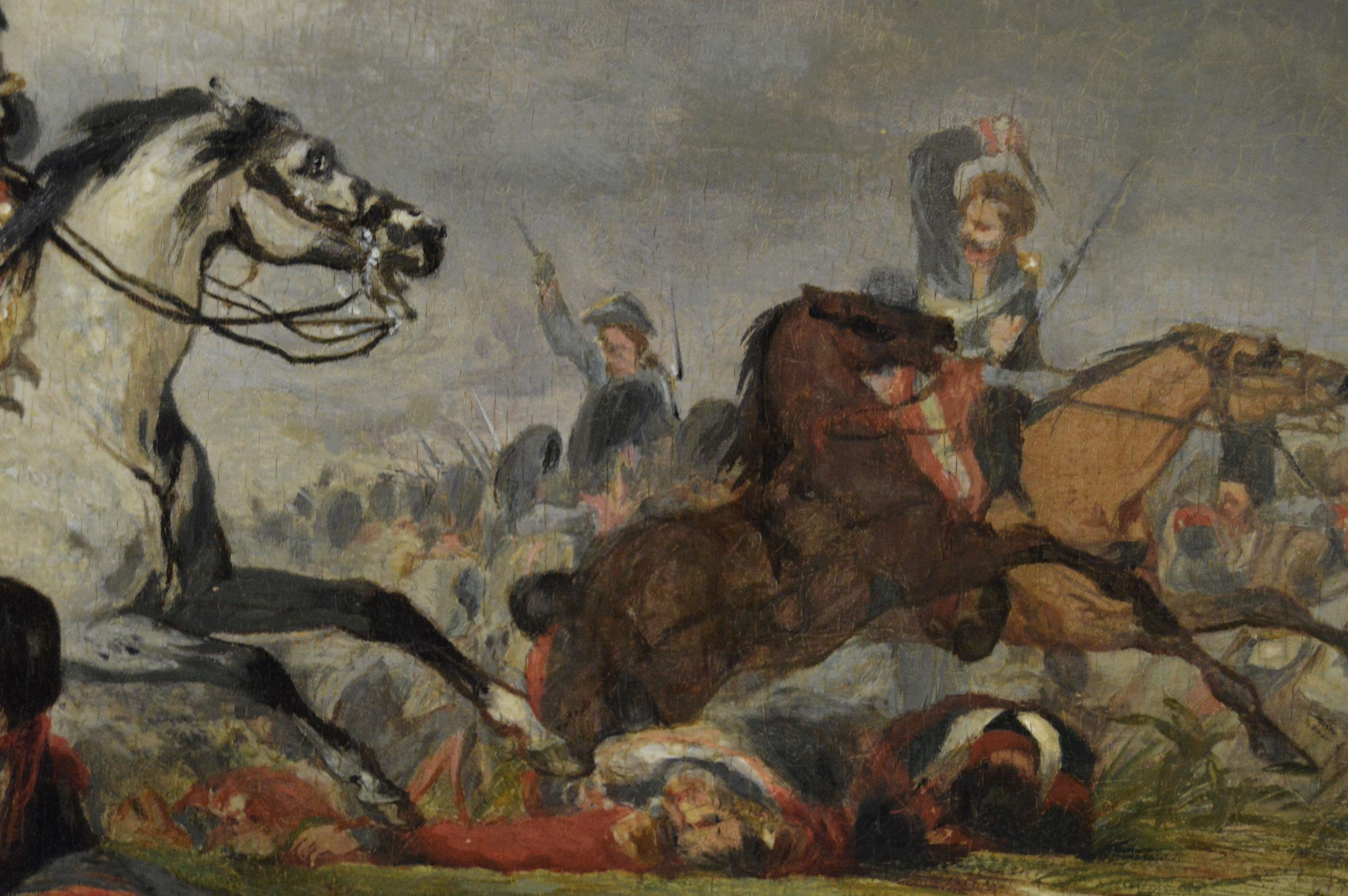 19th Century military oil painting of Napoleon’s retreat from Waterloolo 1