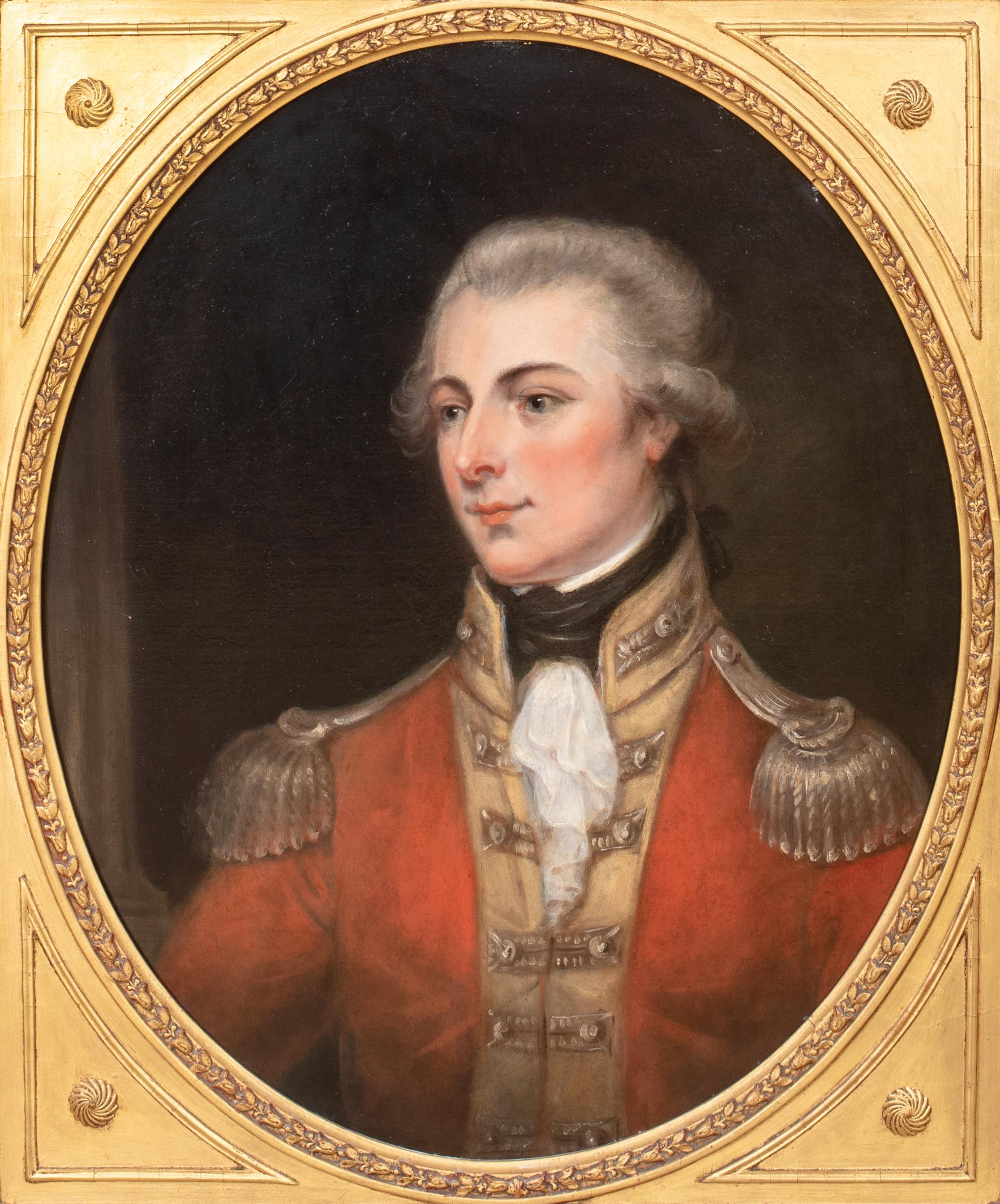 Retrato Del Coronel George Gun, Gunsborough Union, Siglo XVIII Irlandés - Portrait Painting Marrón de Sir John Hoppner