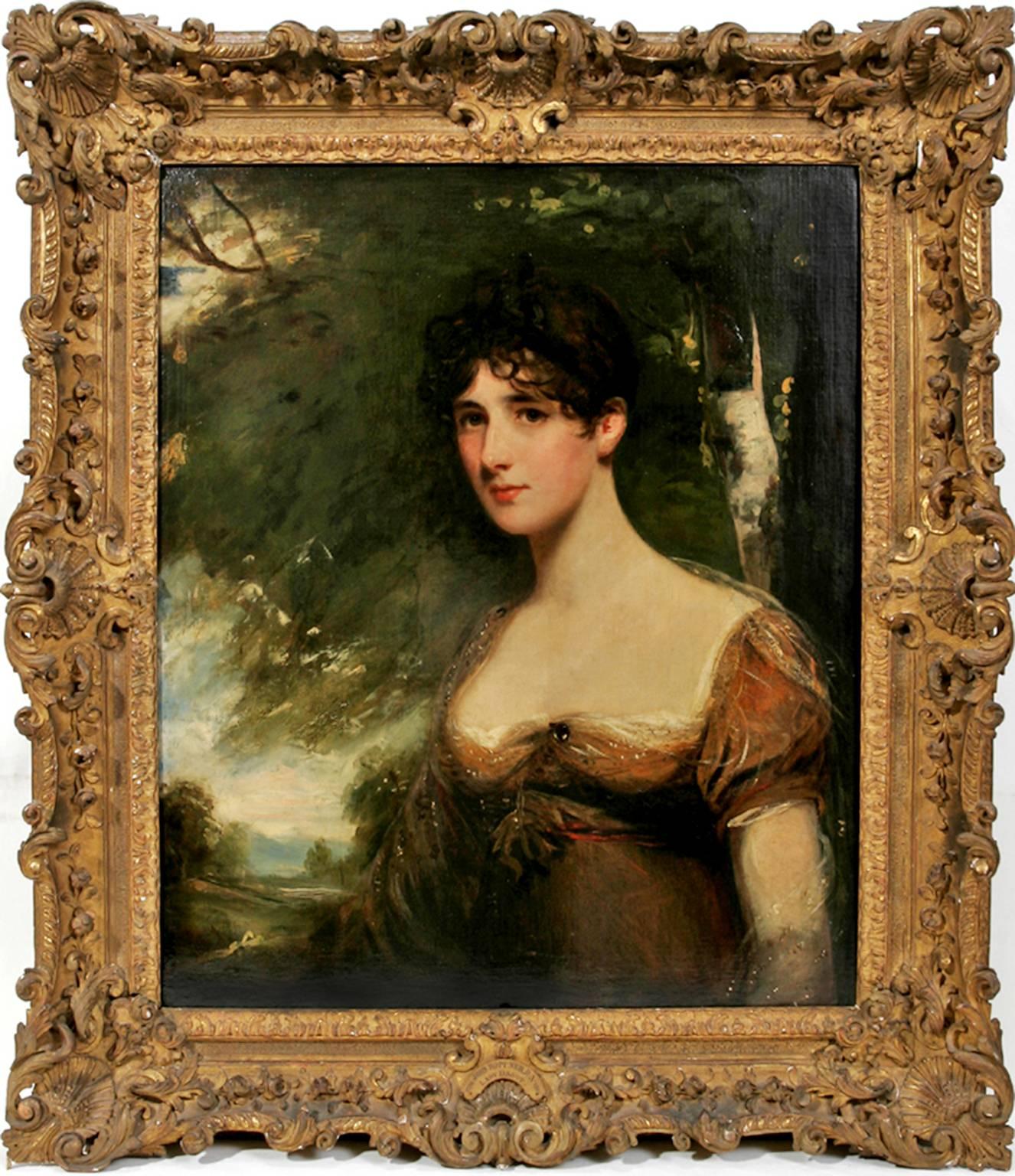 Sir John Hoppner Portrait Painting - Portrait of Lady Bagot, Niece to the Duke of Wellington. British Rococo frame