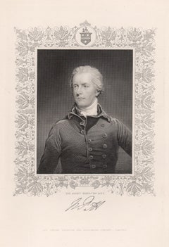 William Pitt, Primer Ministro inglés, grabado retrato del siglo XIX