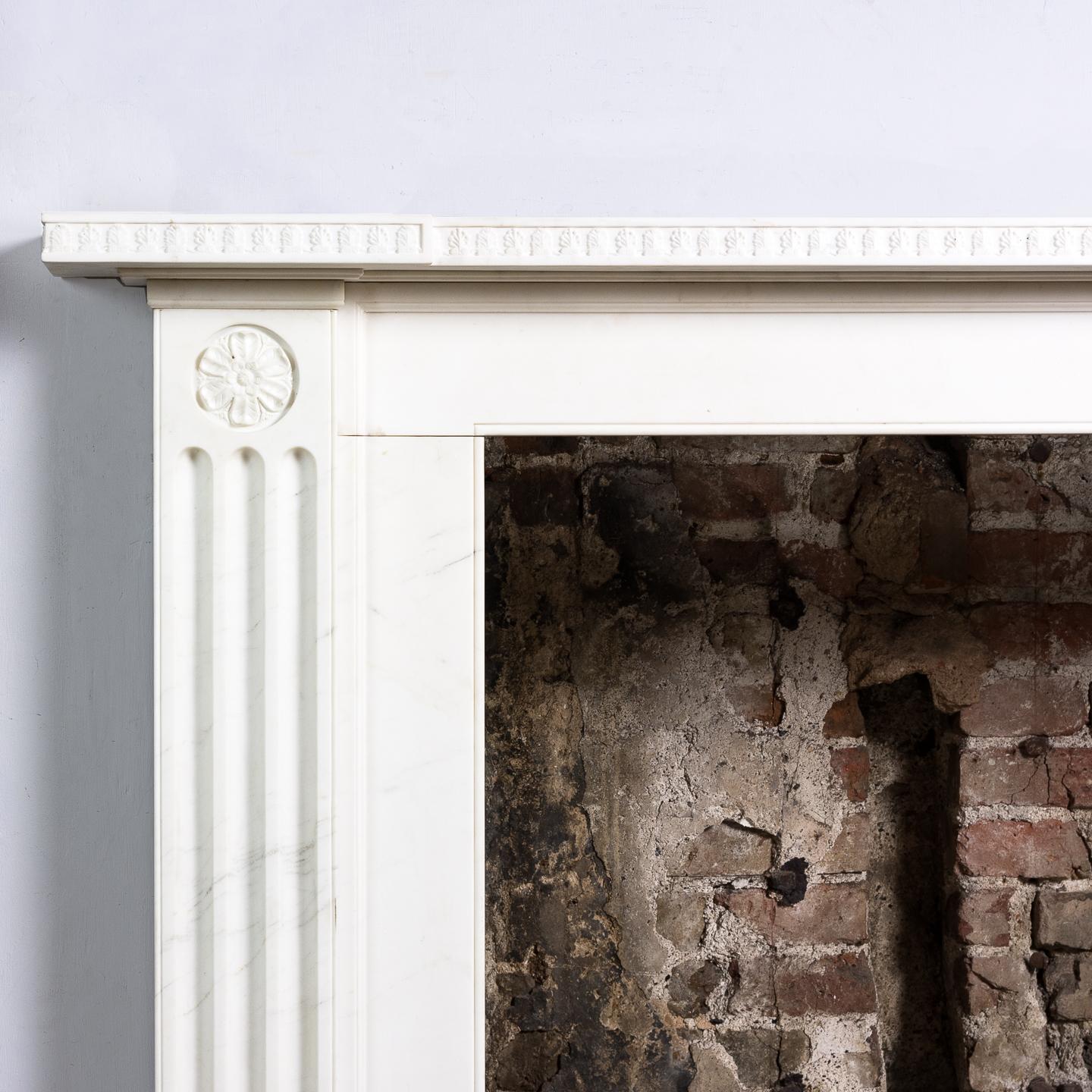 Regency Sir John Soane Designed White Marble Fireplace For Sale