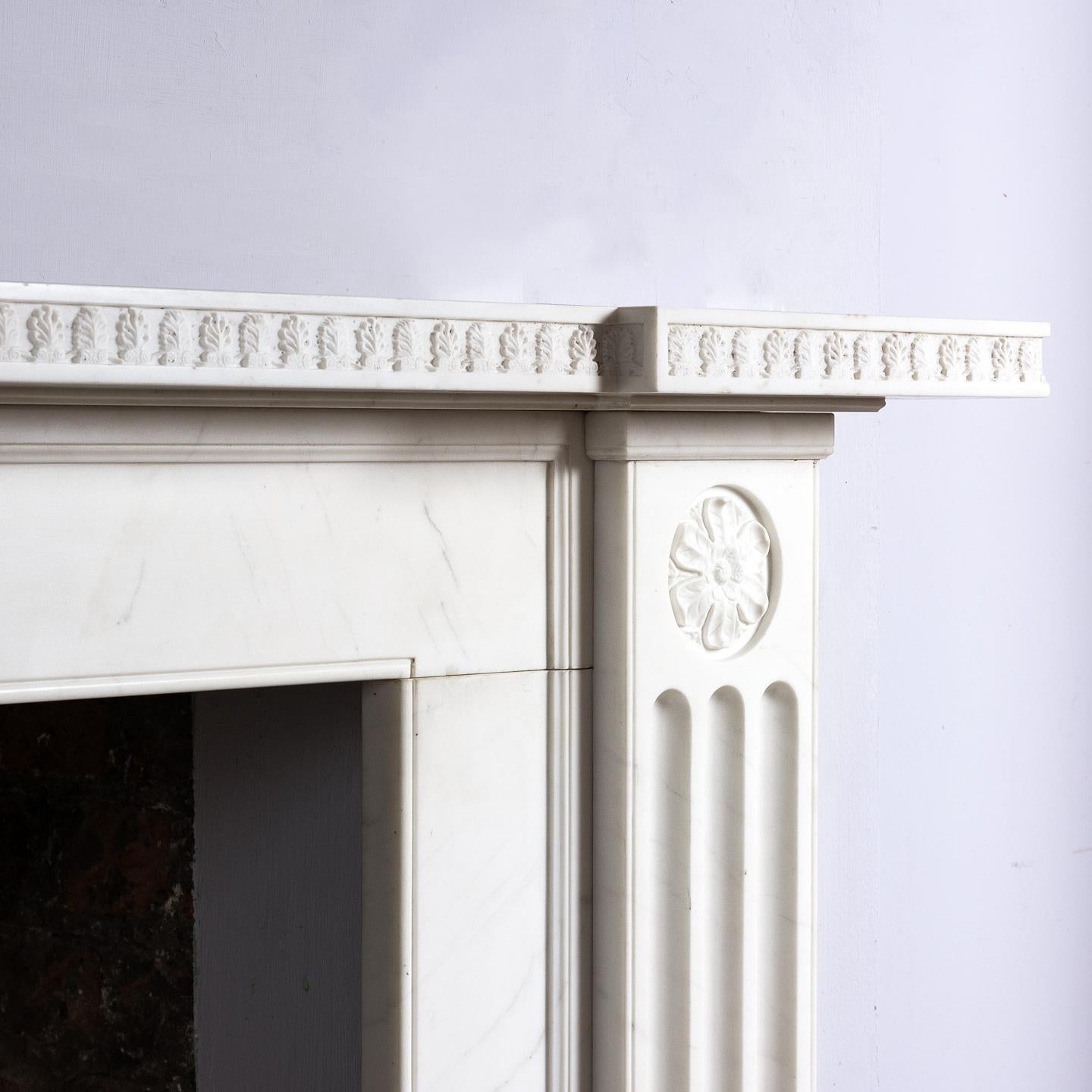 Contemporary Sir John Soane Designed White Marble Fireplace For Sale