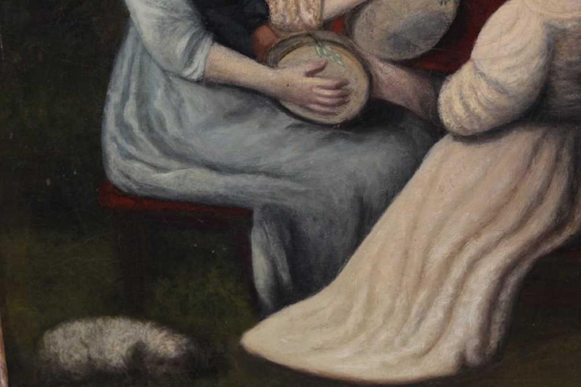 Elegant Georgian Young Ladies Woodland Park Antique English Oil Painting - Black Portrait Painting by Sir Joshua Reynolds