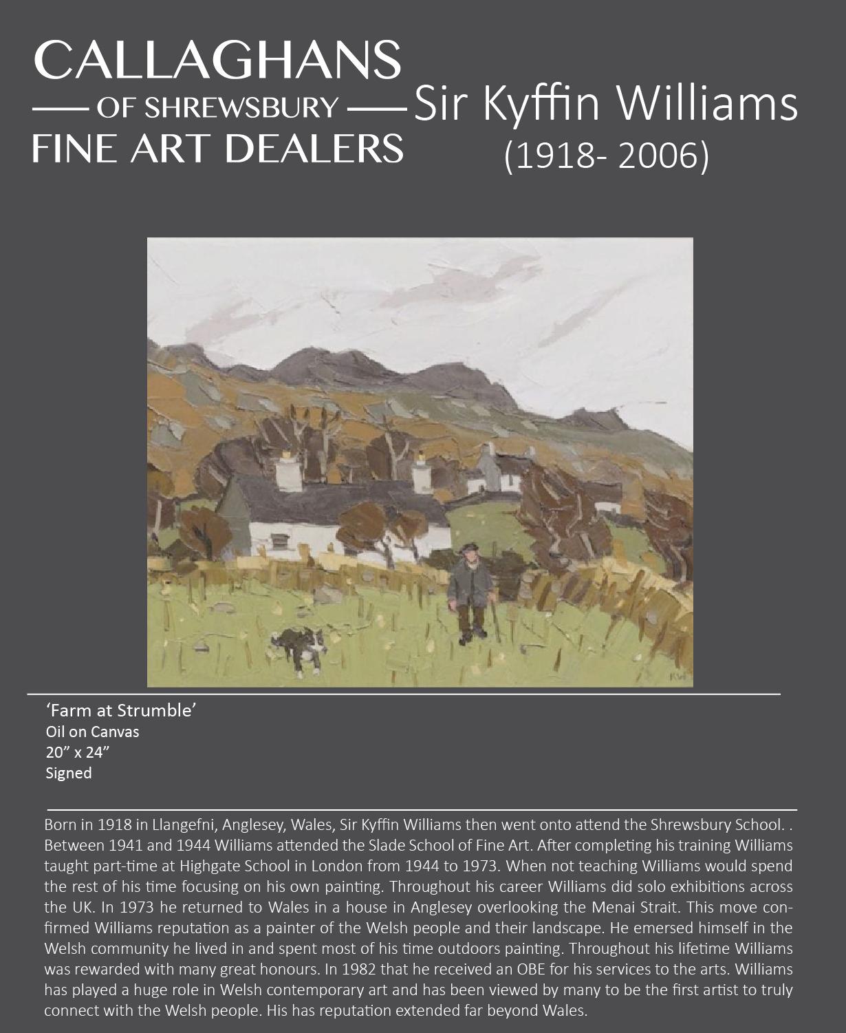 20th Century Welsh landscape painting 'Farm at Strumble' by Sir Kyffin Williams 1