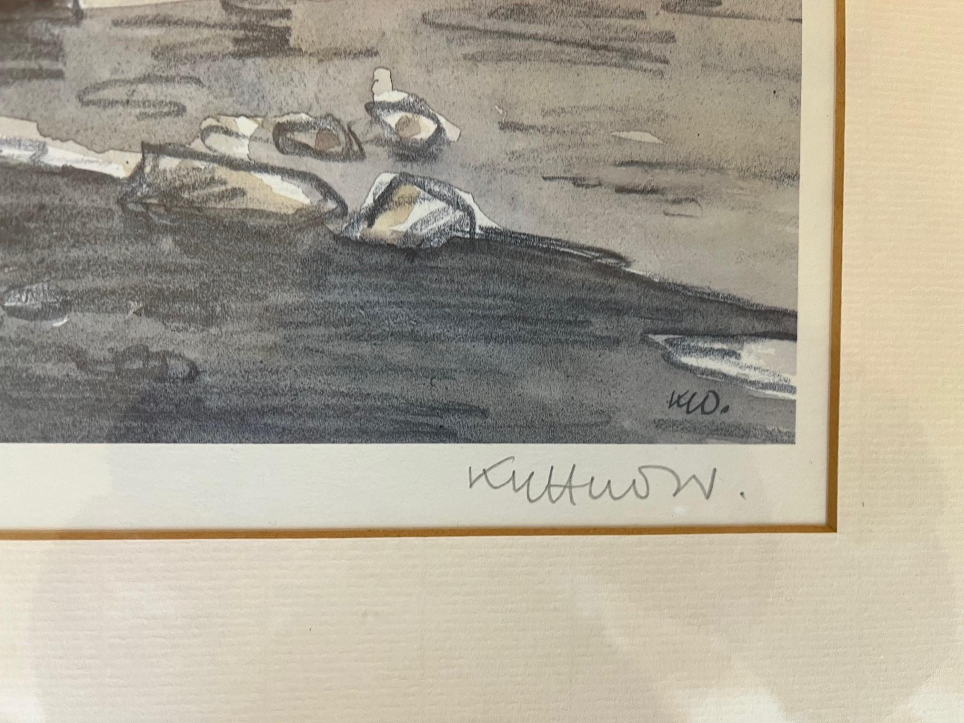Artists Proof from the Limited Edition Lithograph circa 1999 which numbered 150.
This rare print was produced by Sir kyffin Williams, the supremely popular Welsh Painter,  with all proceeds going to the Church Fund.
Typical of his work, it has space