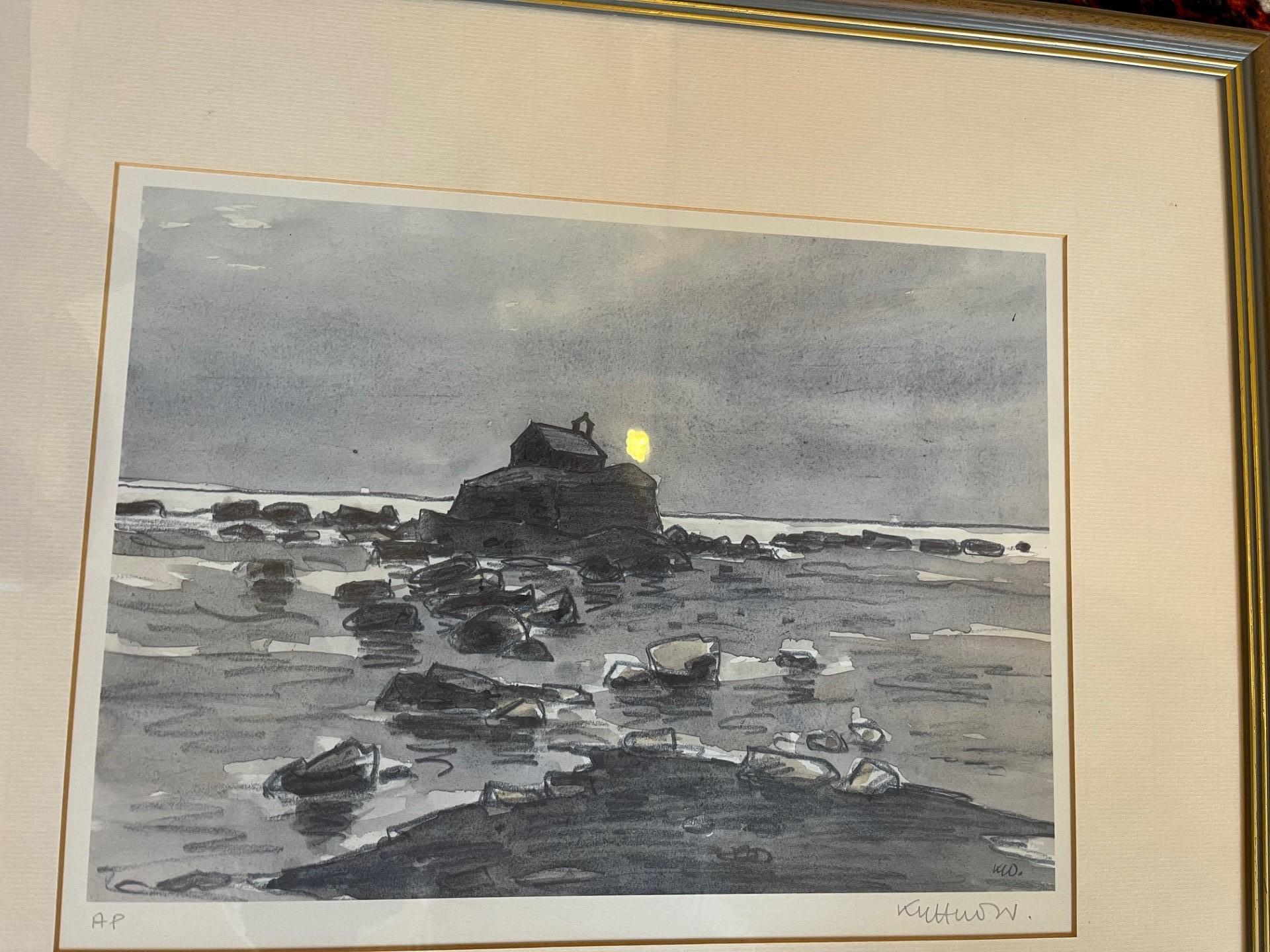 Sir Kyffin Williams Landscape Print - St Cwyfan's Church, Anglesey Limited Edition Lithograph, Signed Artist Proof