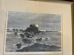 Vintage St Cwyfan's Church, Anglesey Limited Edition Lithograph, Signed Artist Proof