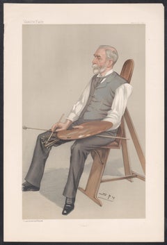 Edward Poynter, pittore, ritratto dell'artista di Vanity Fair in cromolitografia, 1897