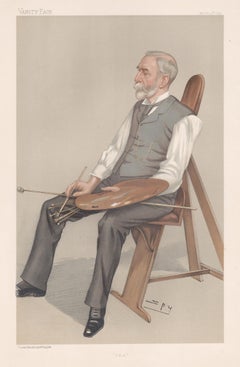 Edward Poynter, painter, Vanity Fair artist portrait chromolithograph, 1897