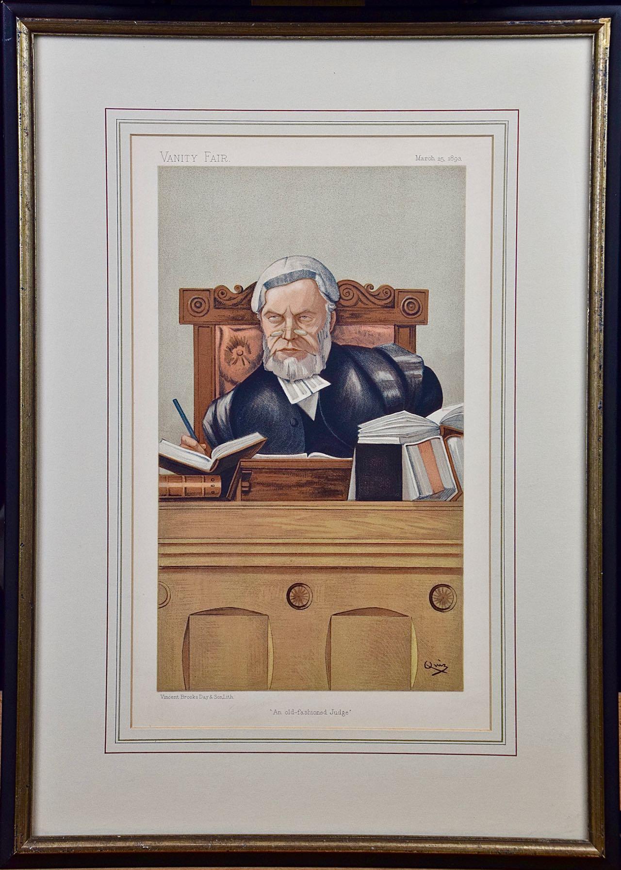 Original 19th C. Vanity Fair Caricature of "An Old Fashioned Judge", Henry Lopes
