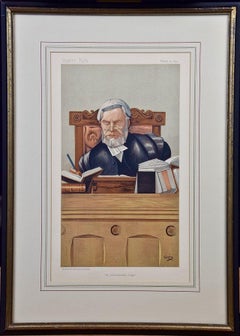 Caricature originale de la Vanity Fair du 19e siècle représentant « Un juge à la mode ancienne », Henry Lopes