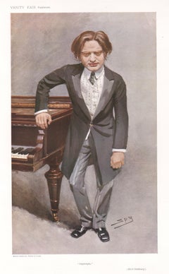 Antique 'Impromptu', Mark Hambourg, Vanity Fair musician caricature portrait, 1908