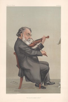 Joseph Joachim, Vanity Fair music violinist portrait chromolithograph, 1905