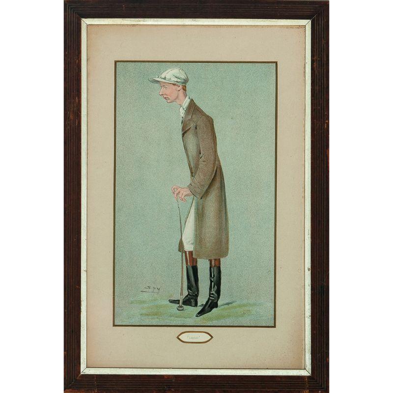 Classic Vanity Fair Men of The Day series featuring jockey Lester Reiff (No. DCCXC) 1900

Art Sz: 12 1/2"H x 7 5/8"W

Frame Sz: 18 7/8"H x 12 3/4"W

Lester Berchart Reiff (1877–1948) was an American jockey who achieved racing acclaim in the United