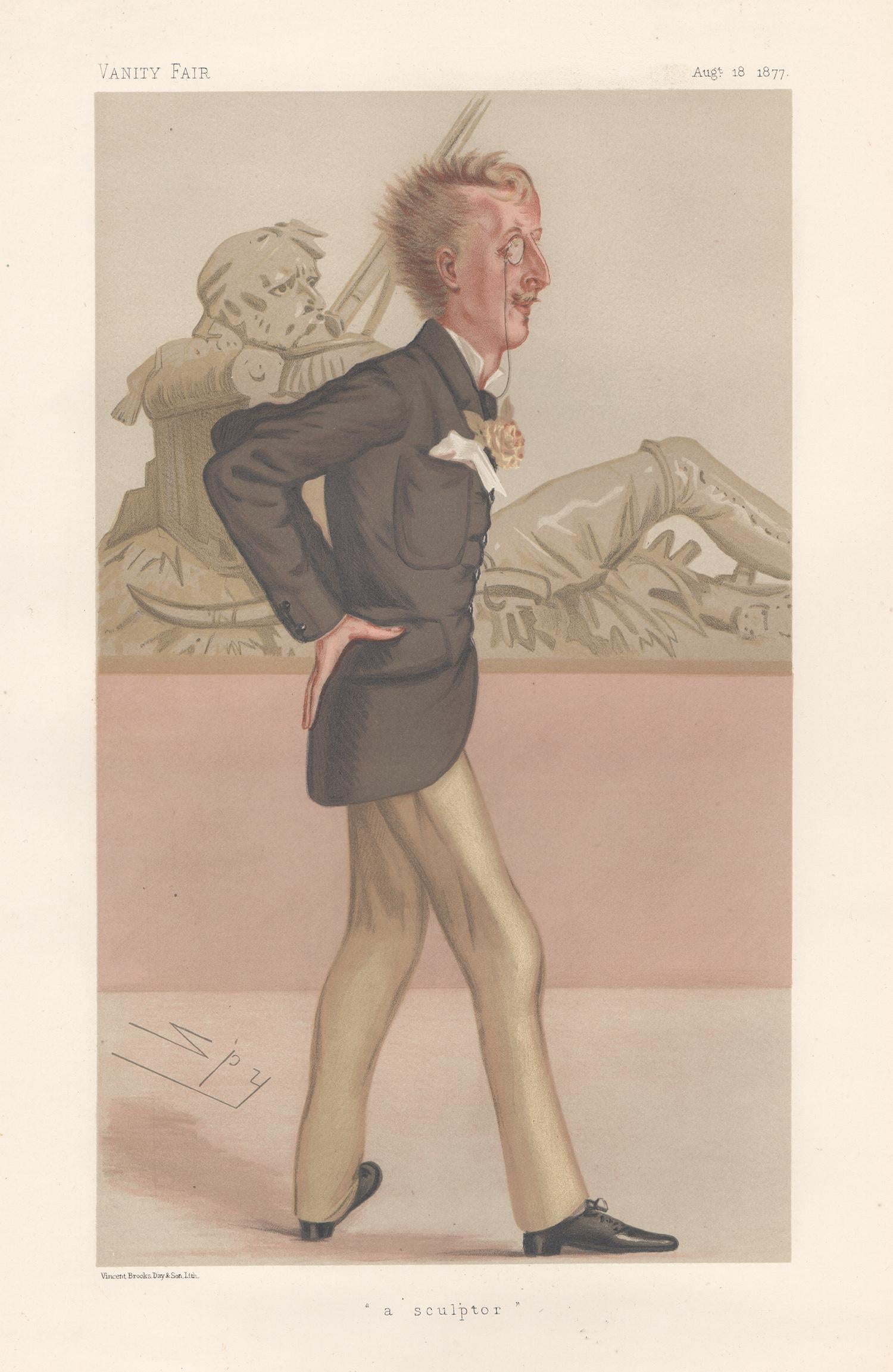 Sir Leslie Ward Portrait Print - Lord Sutherland-Leveson-Gower, Vanity Fair portrait chromolithograph, 1877