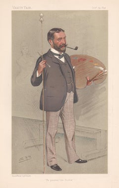 Luke Fildes, painter, Vanity Fair artist portrait chromolithograph, 1892