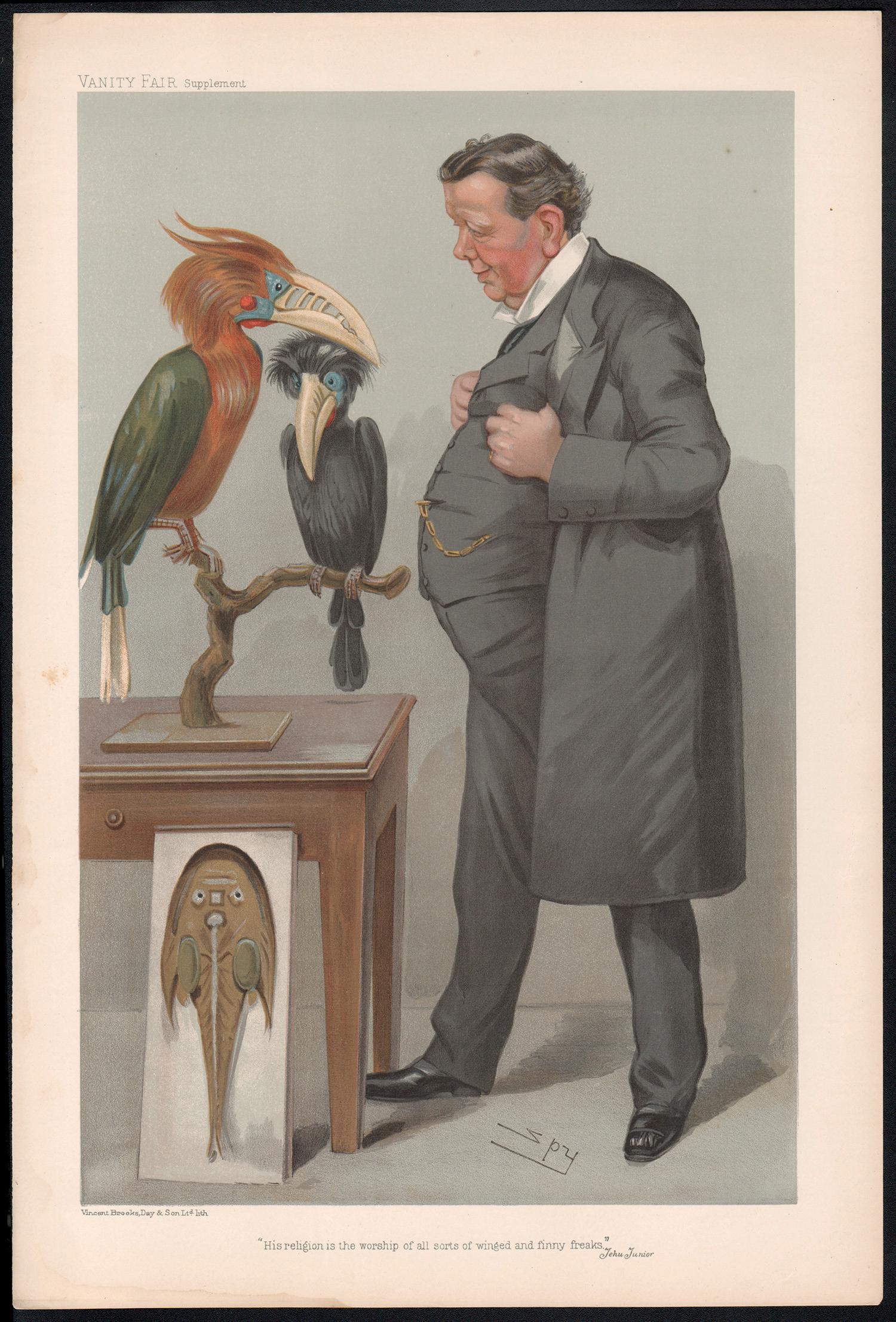 Sir Edwin Ray Lankester, Vanity Fair zoologist taxidermy caricature portrait - Print by Sir Leslie Ward