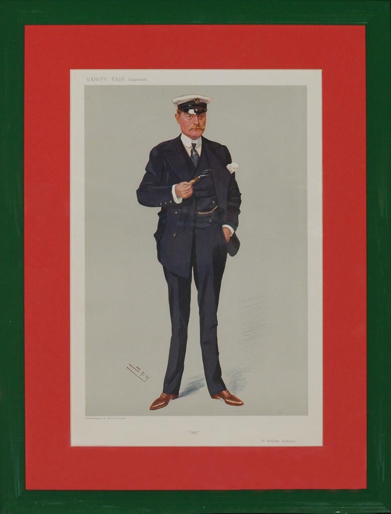 Classic colour plate by "Spy" aka Sir Leslie Ward for Vanity Fair's Supplement depicting the Yachtsman 'Tiggy', Sir Richard Bulkeley, August 7, 1907  
12th Bt ('Men of the Day. No. 1078.)
Sir Richard Henry Williams-Bulkeley, 12th Baronet JP KCB VD