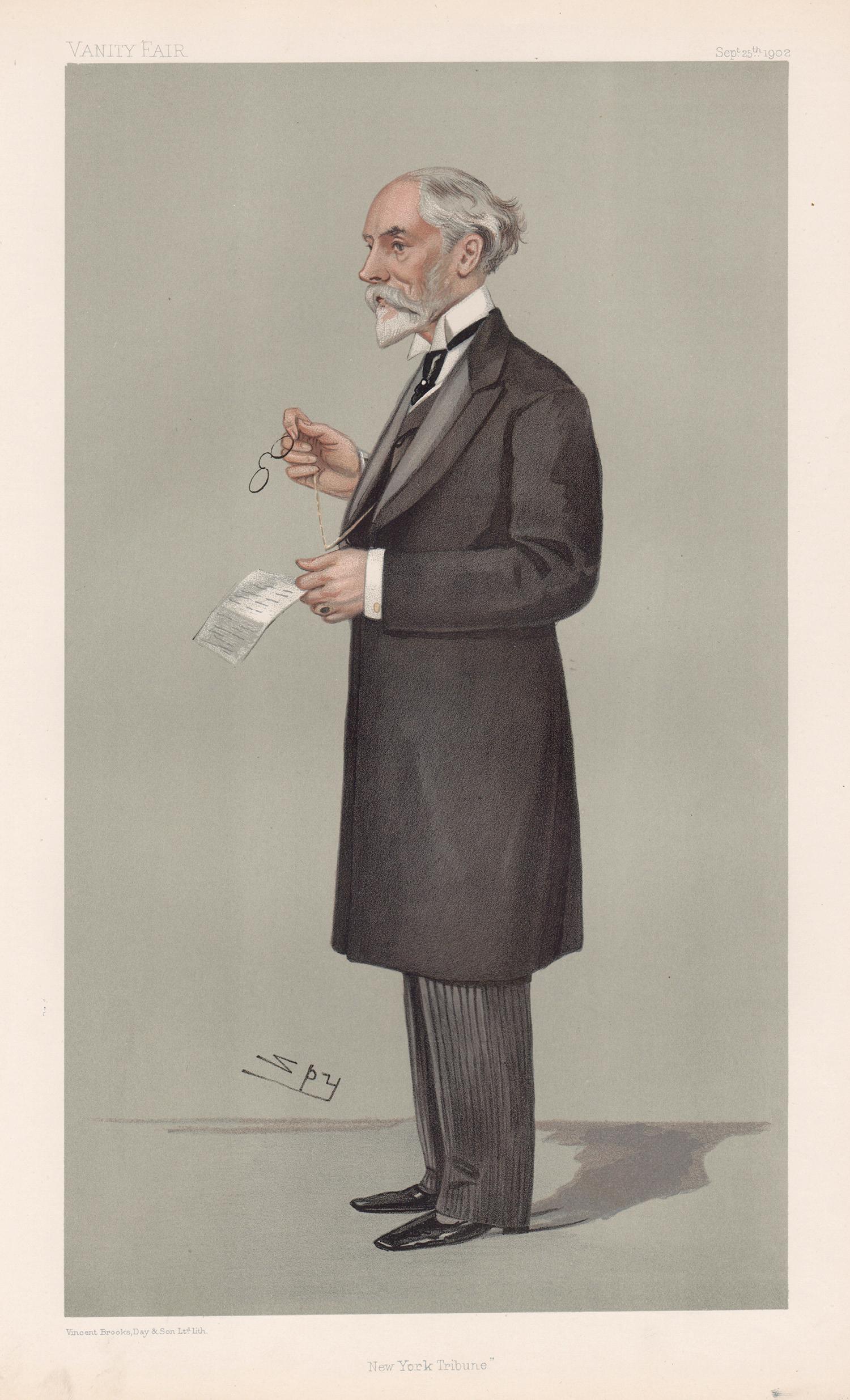 Portrait Print di Sir Leslie Ward - Whitelaw Reid, New York Tribune, ritratto caricaturale americano Vanity Fair, 1897