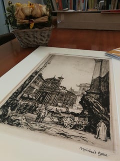 19th century landscape of rome daily life by fine print master Sir Muirhead Bone