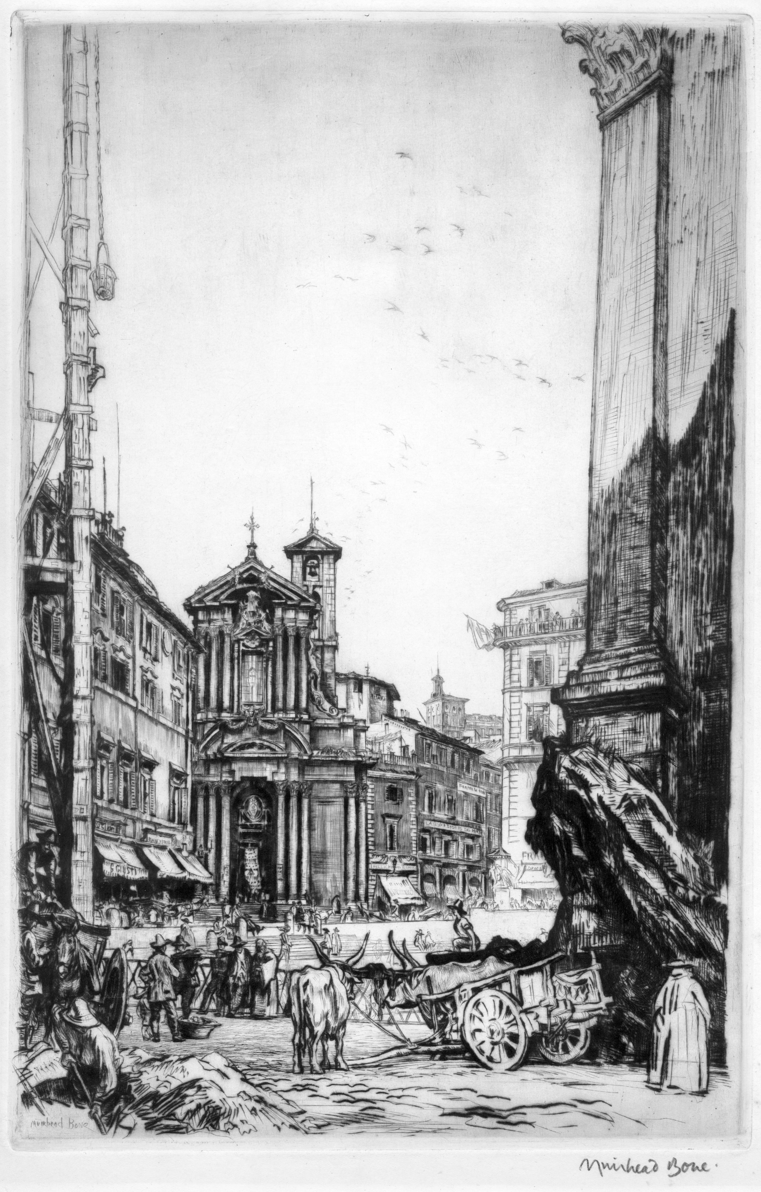 Landschaft des Romes des 19. Jahrhunderts von Meister des feinen Druckdrucks Sir Muirhead Bone