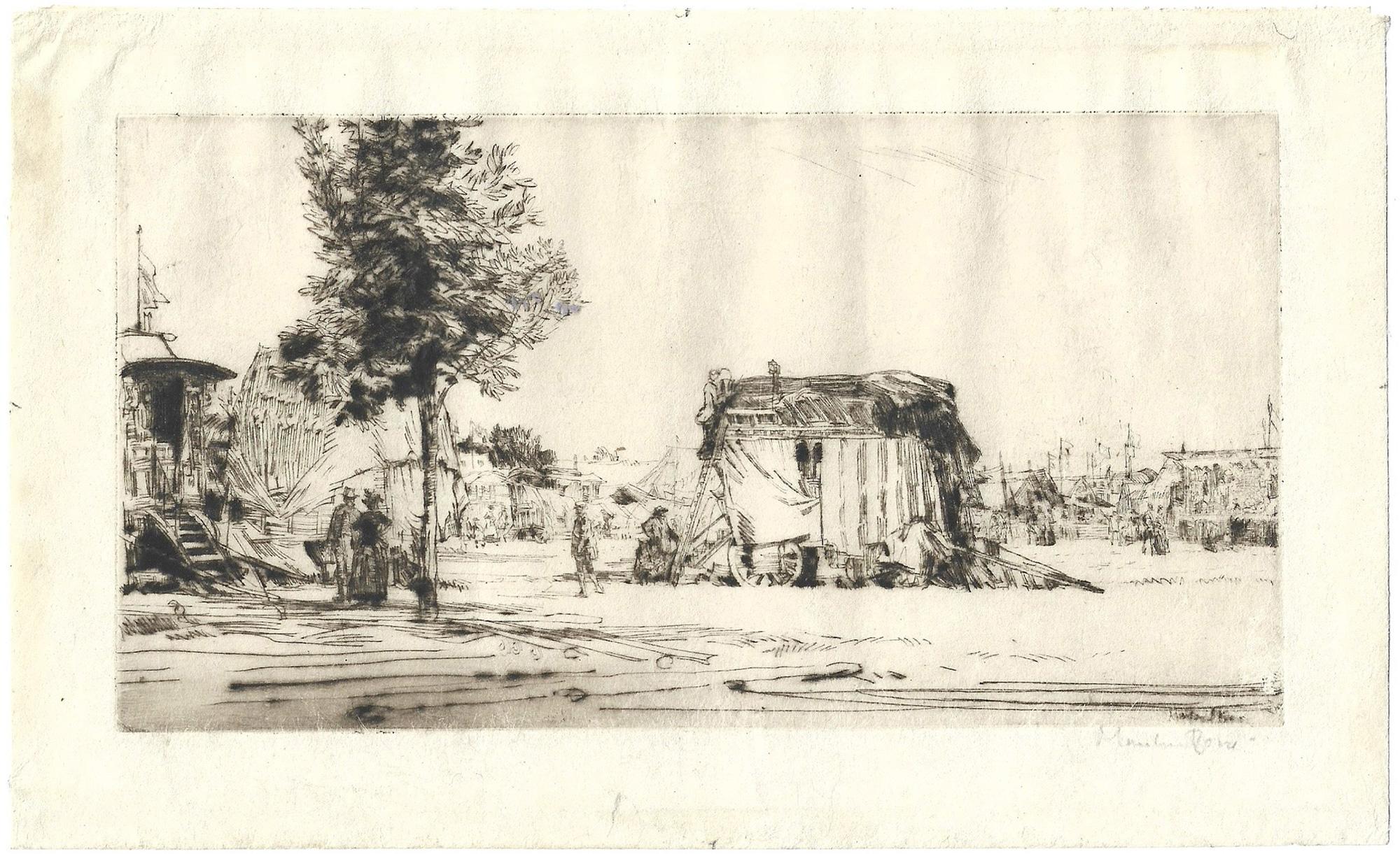 Cambridge Midsummer Fair - Print by Sir Muirhead Bone