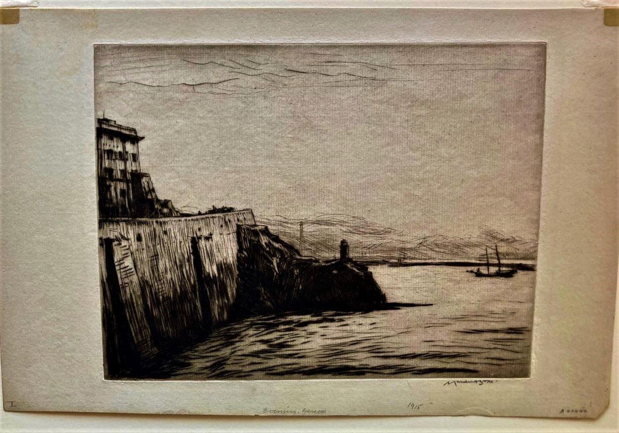 Soirée, port de Gênes - Moderne Print par Sir Muirhead Bone