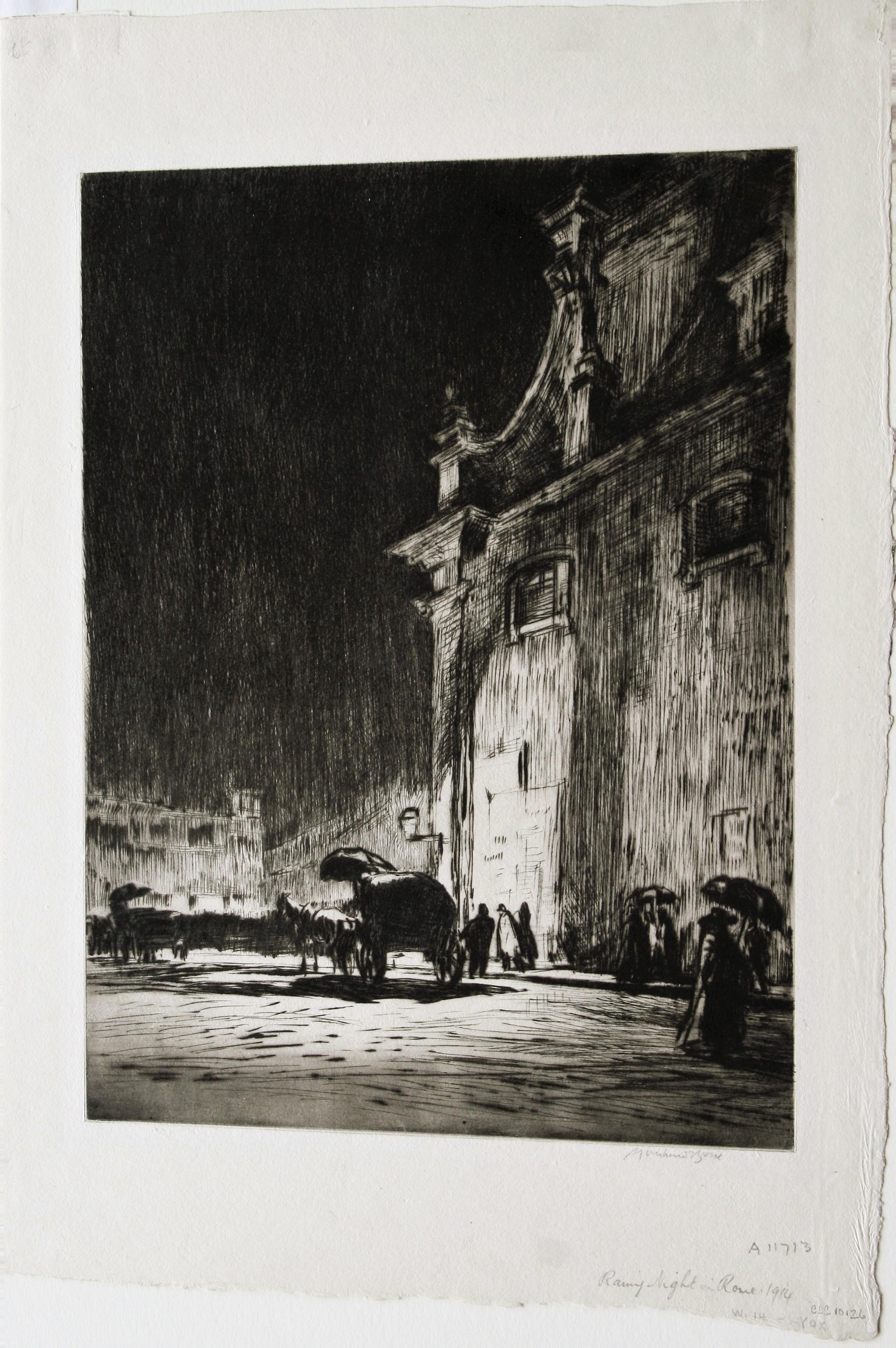 Rainy Night in Rome.  - Print by Sir Muirhead Bone