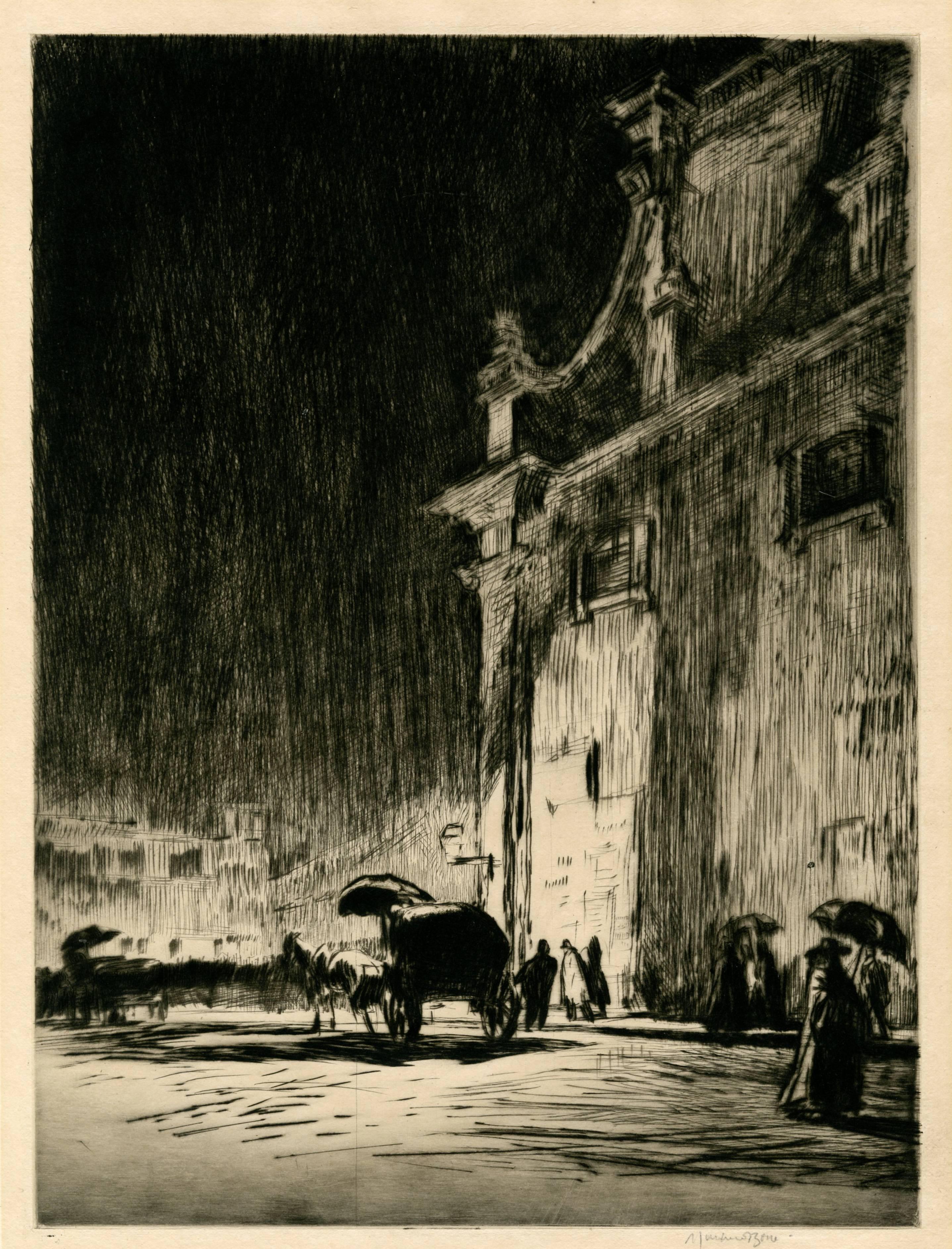 Landscape Print Sir Muirhead Bone - Nuit Pluvieuse à Rome