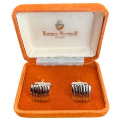 Sir Norman Hartnell Vintage Silver Plated Cufflinks In Original Velvet Case