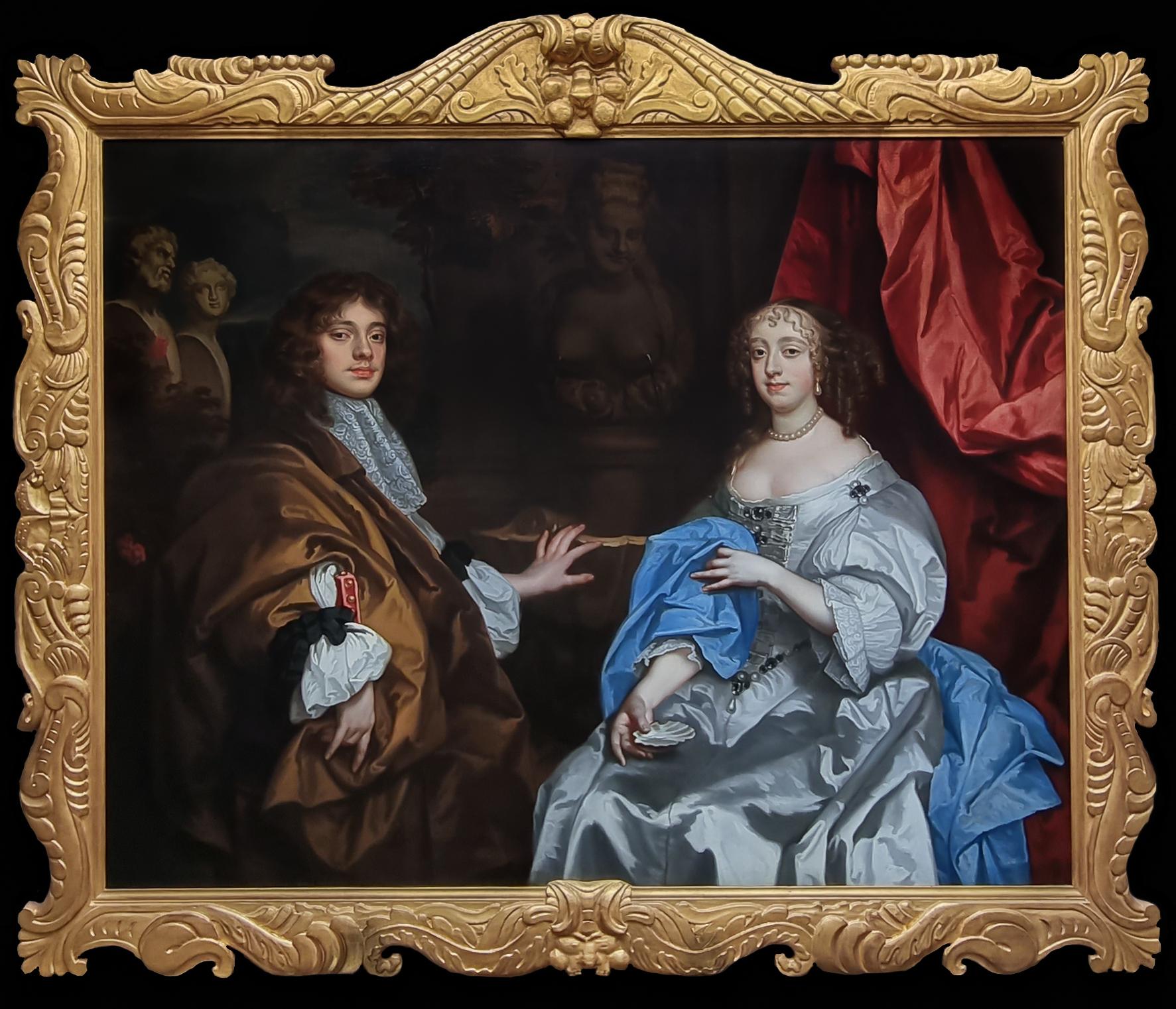 Sir Peter Lely and Studio Portrait Painting - Double Portrait of Sir John Rivers 3rd Baronet of Chafford, and Lady Anne Rivers