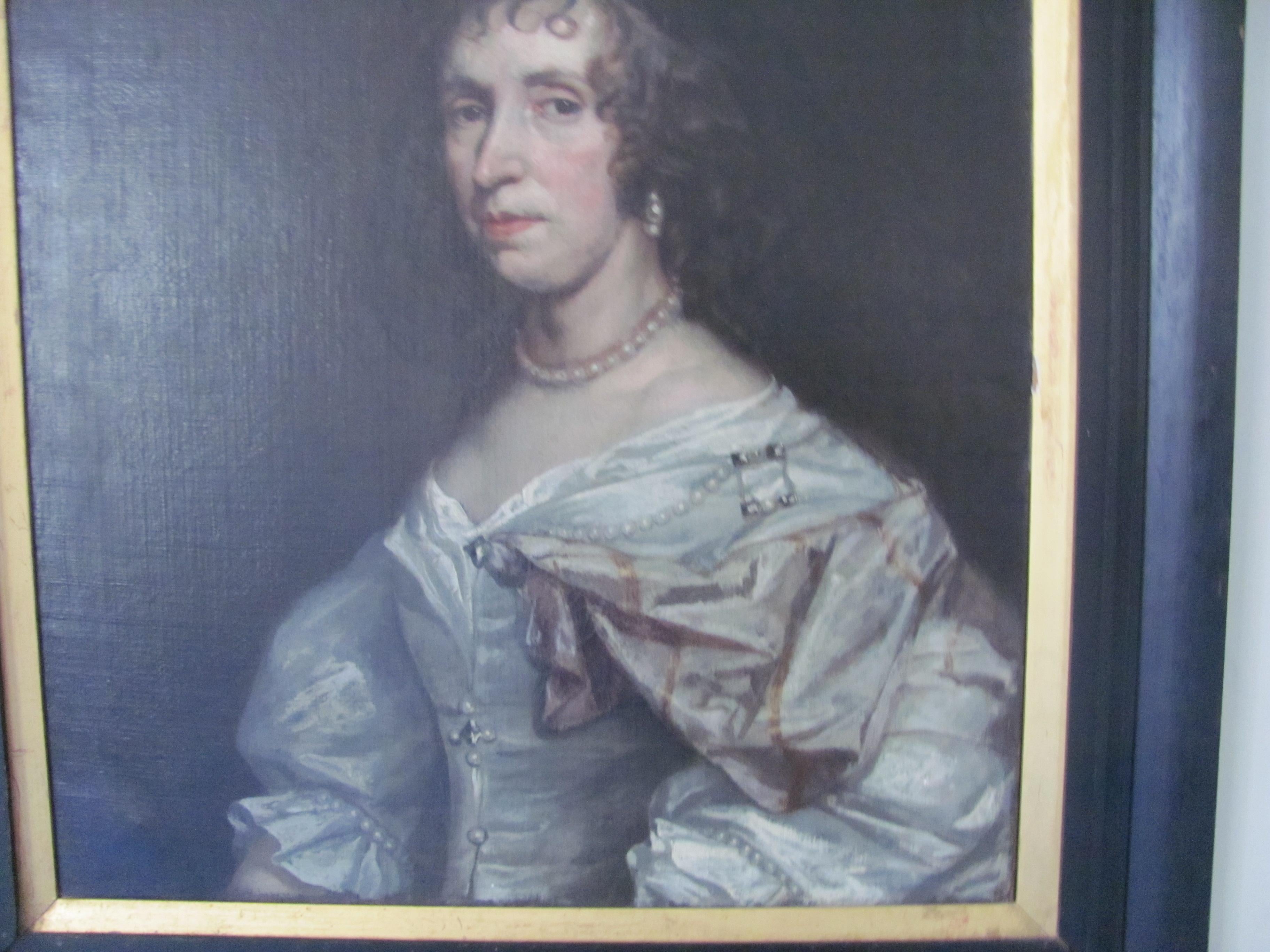 18th century antique portrait of an aristocratic lady, follower peter lely - Beige Portrait Painting by sir peter lely (follower of)
