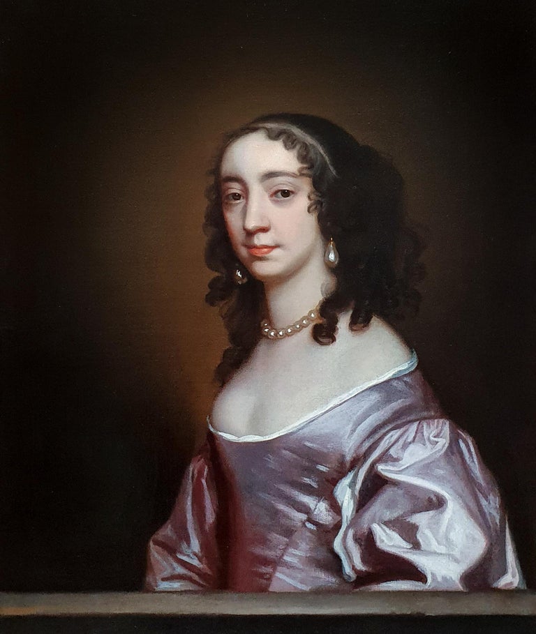 Portrait of a Lady in a Mauve Dress c.1660; Antique Oil Painting For Sale 1