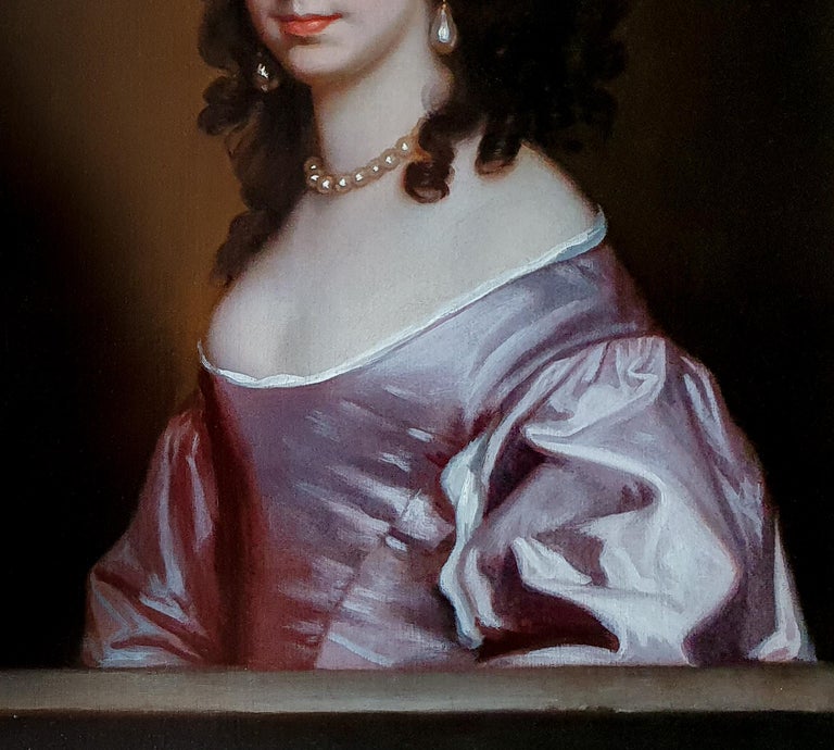Portrait of a Lady in a Mauve Dress c.1660; Antique Oil Painting For Sale 4