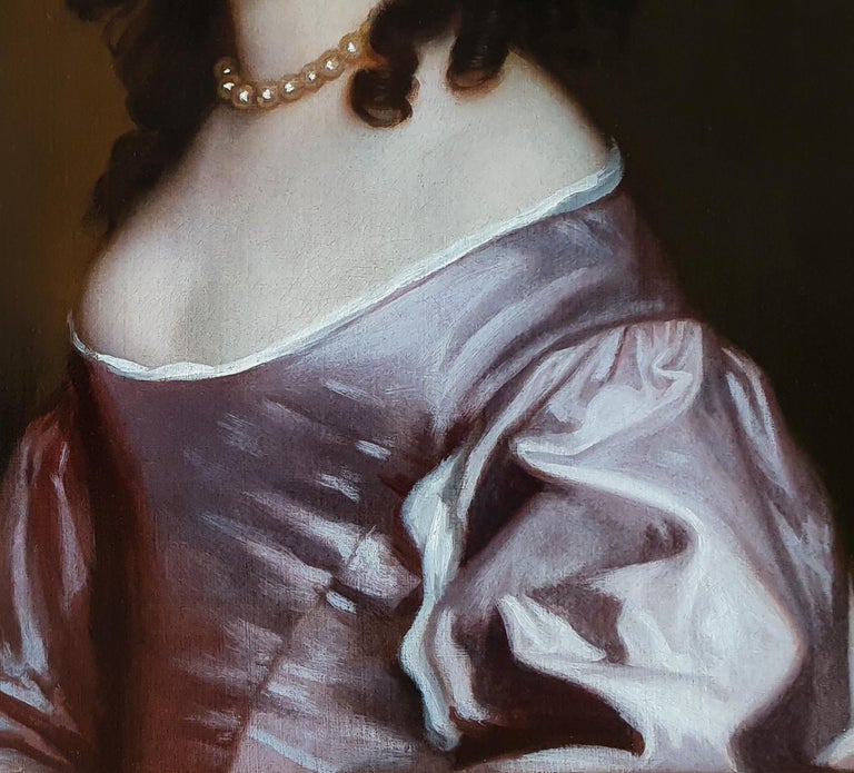 Portrait of a Lady in a Mauve Dress c.1660; Antique Oil Painting For Sale 5