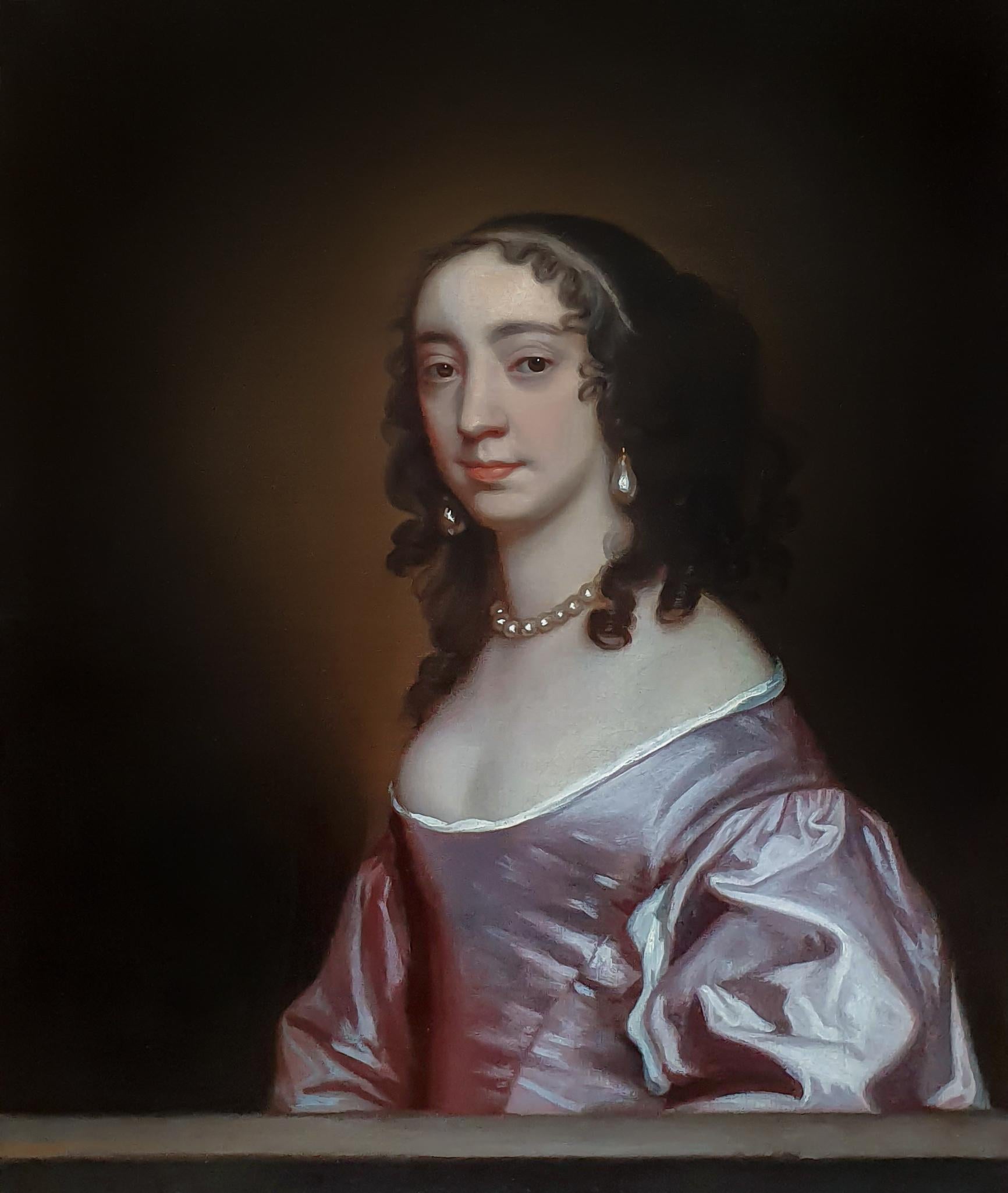 Portrait of a Lady in a Mauve Silk Dress c.1660; Manor House Provenance, oil For Sale 2