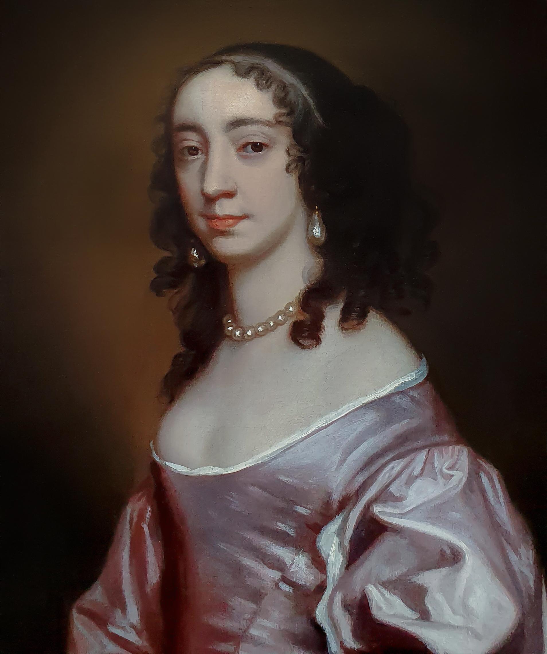 Portrait of a Lady in a Mauve Silk Dress c.1660; Manor House Provenance, oil For Sale 3