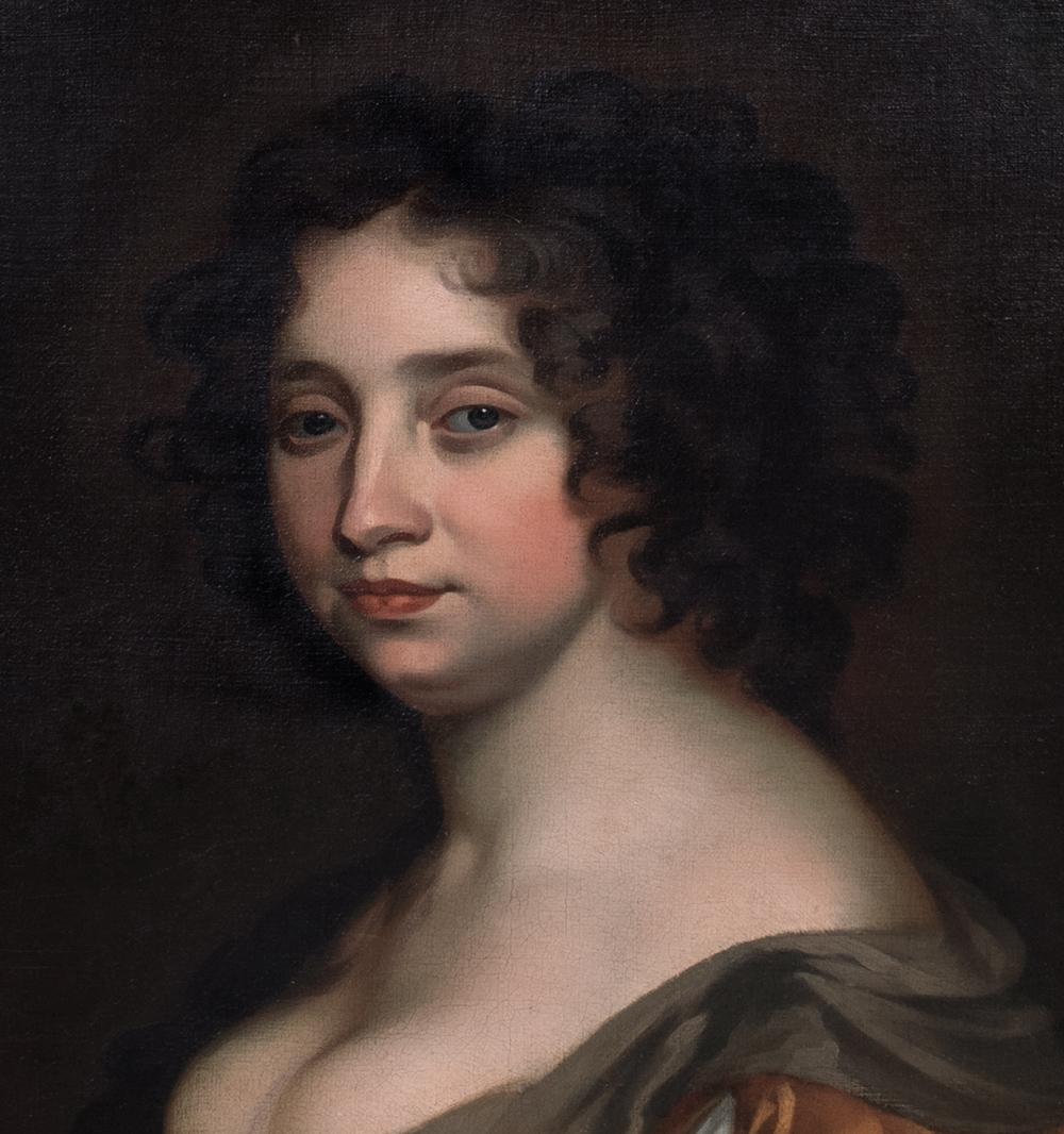 Portrait Of Anna Maria Mancini (1639-1715), 17th Century 

Studio of Sir PETER LELY (1618-1680)

Large 17th Century Court Portrait of Anna Maria Mancini, oil on canvas. Excellent quality and condition bust scale portrait of the young court beauty