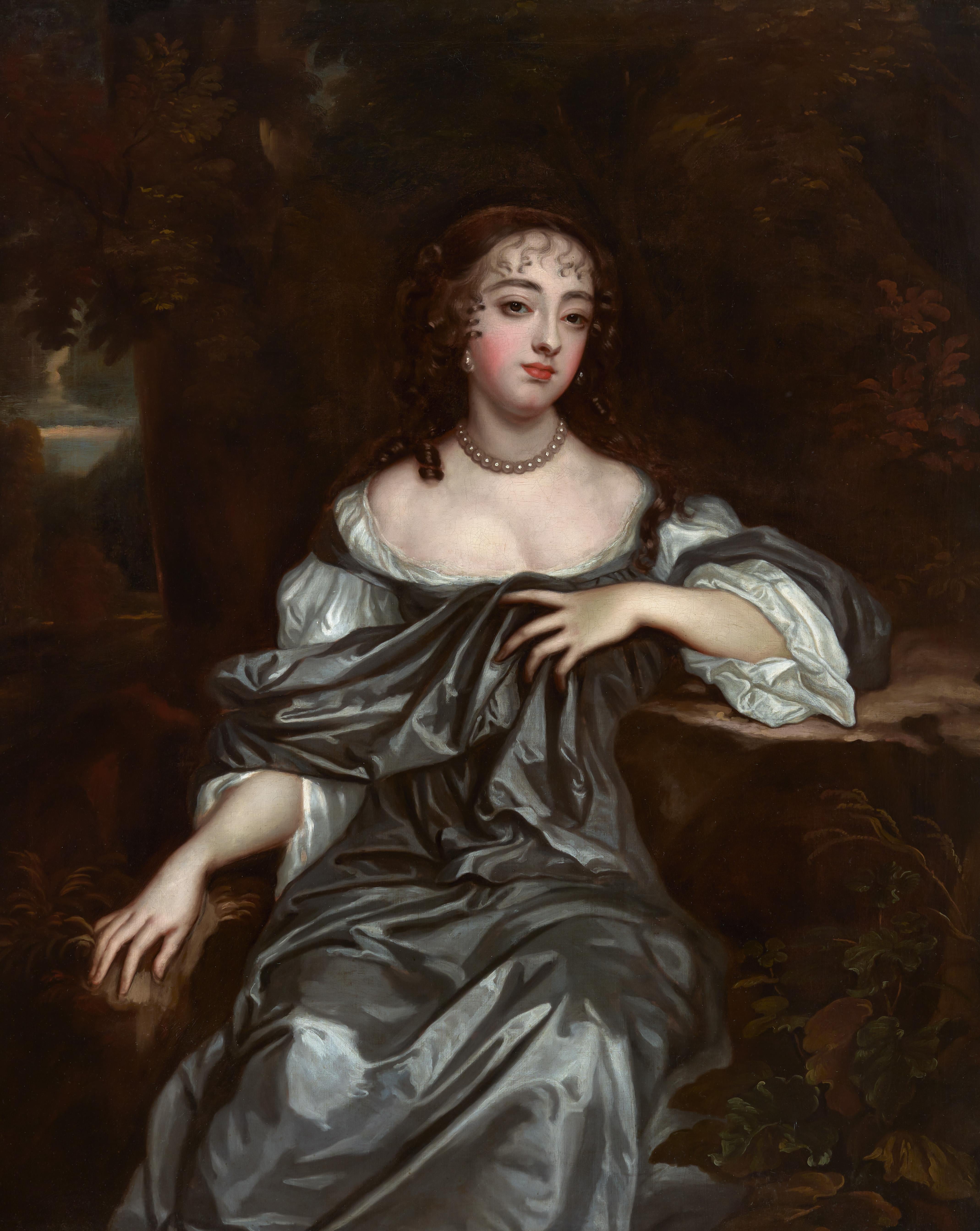 Porträt von Frances Lady Whitmore nee Brooke, exquisiter geschnitzter Rahmen, Peter Lely 1
