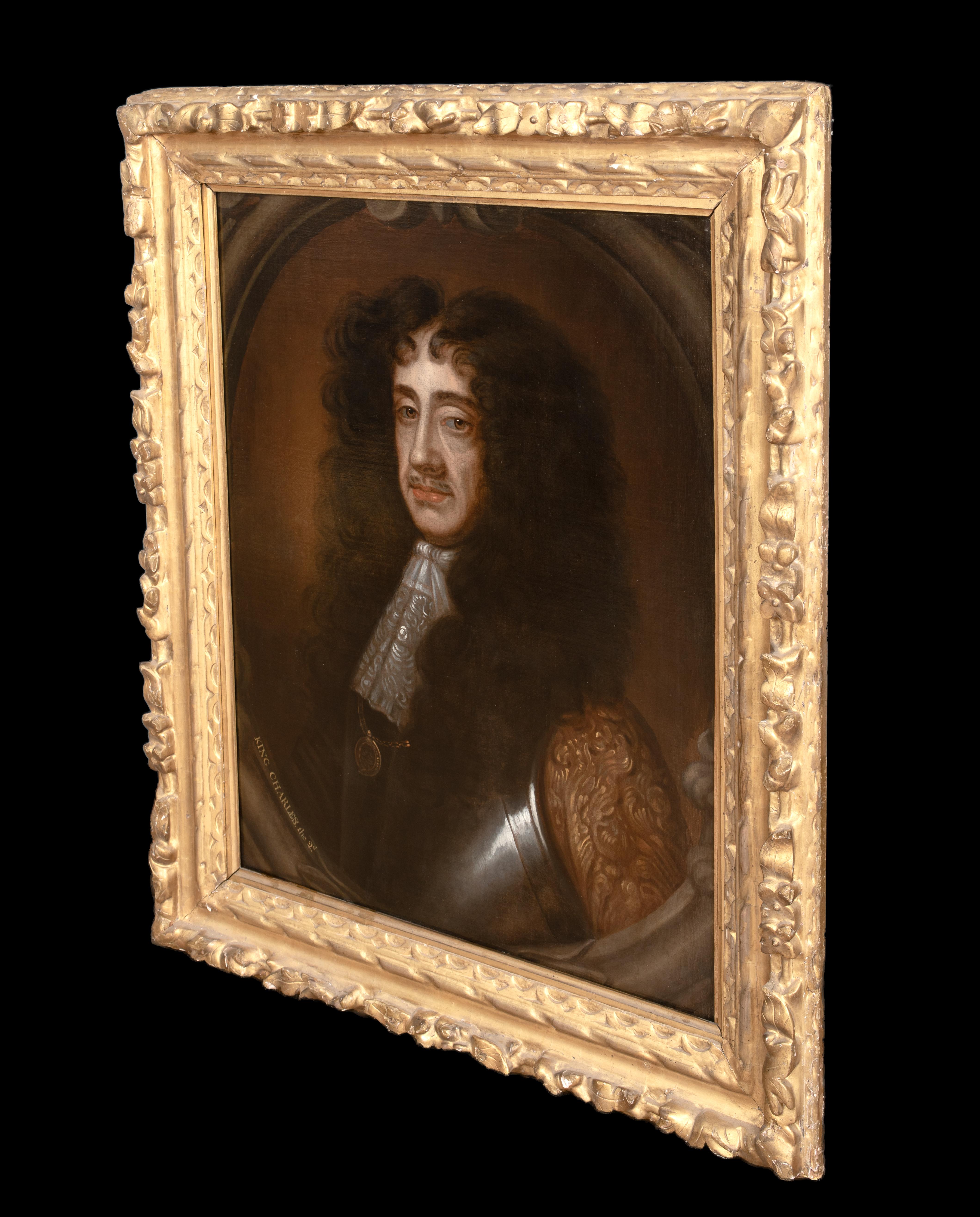 Portrait du roi Charles II d'Angleterre (1630-1685) 17e siècle  IR PETER LELY - Painting de Sir Peter Lely